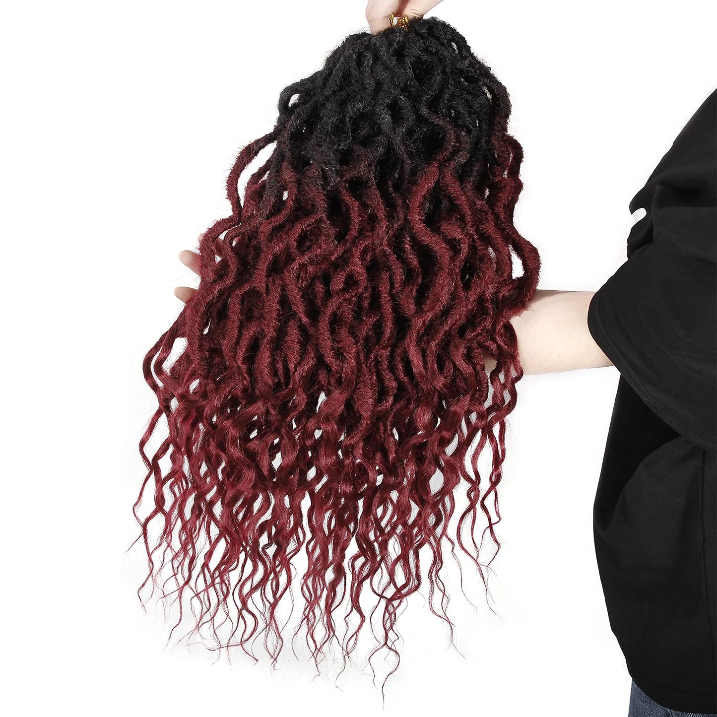 Faux Locs Crochet Hair 24Inch Crochet Locs, 8Packs Soft Locs With Curly Ends Boho Faux Locs Crochet Braids for Black Women (1B/BUG, 24(Pack of 8))