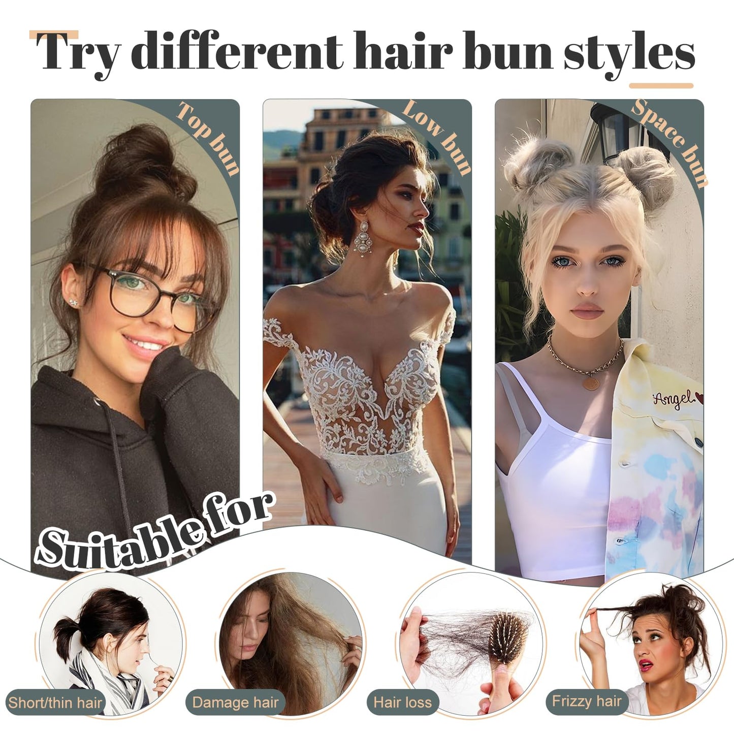 Hairro Human Hair Bun Hair Piece Remy Hair Bun Scrunchies Real Updo Hairpieces Wavy Stretchy Hair Bun Donot Elegant Chignon with Elastic Rubber Band Hair Accessory For Women 1PC 23g #613 Bleach Blonde