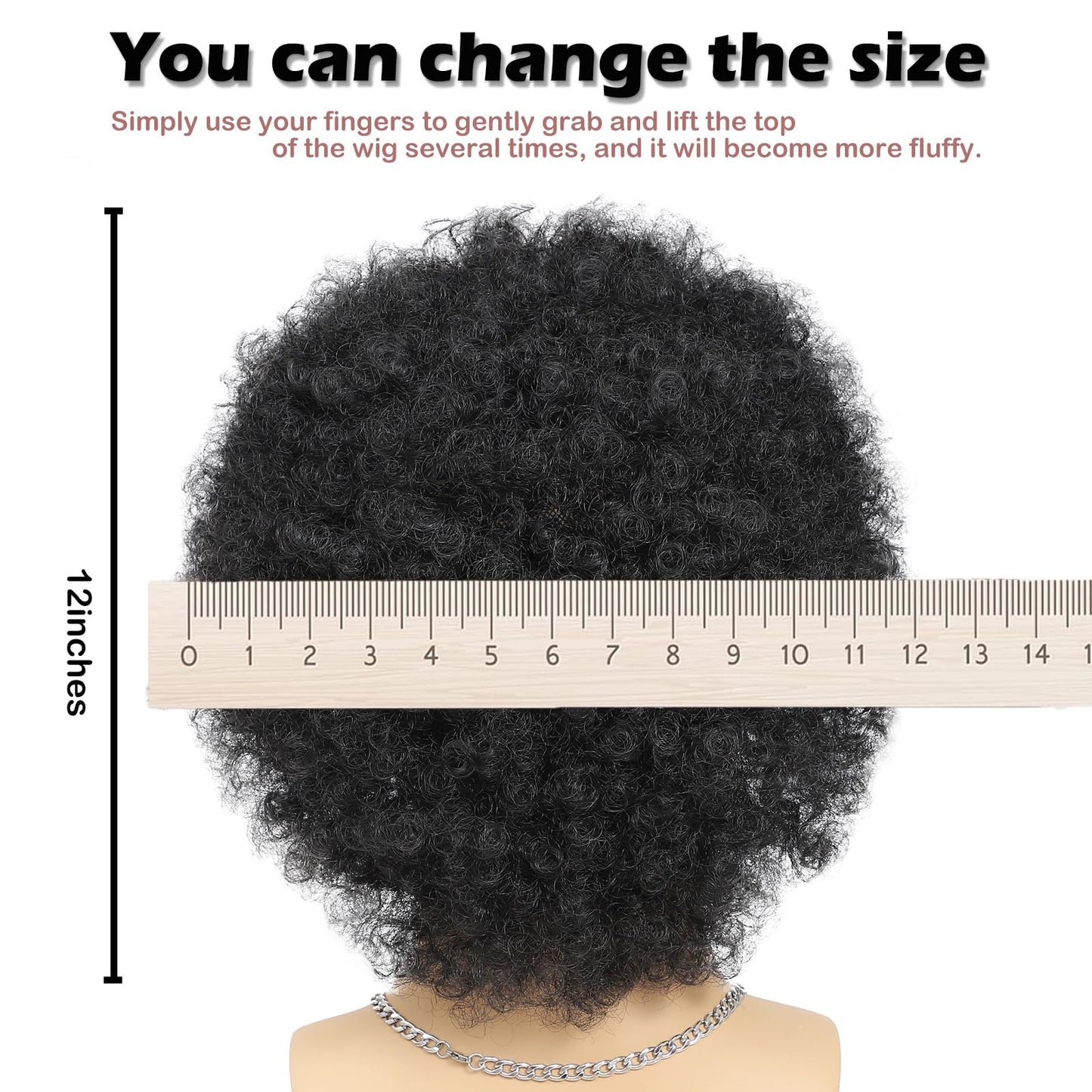 DARLIN HAIR 70s Afro Wig Men,Short Black Natural Curly Fluffy Synthetic Wigs for Disco Halloween Cosplay Use