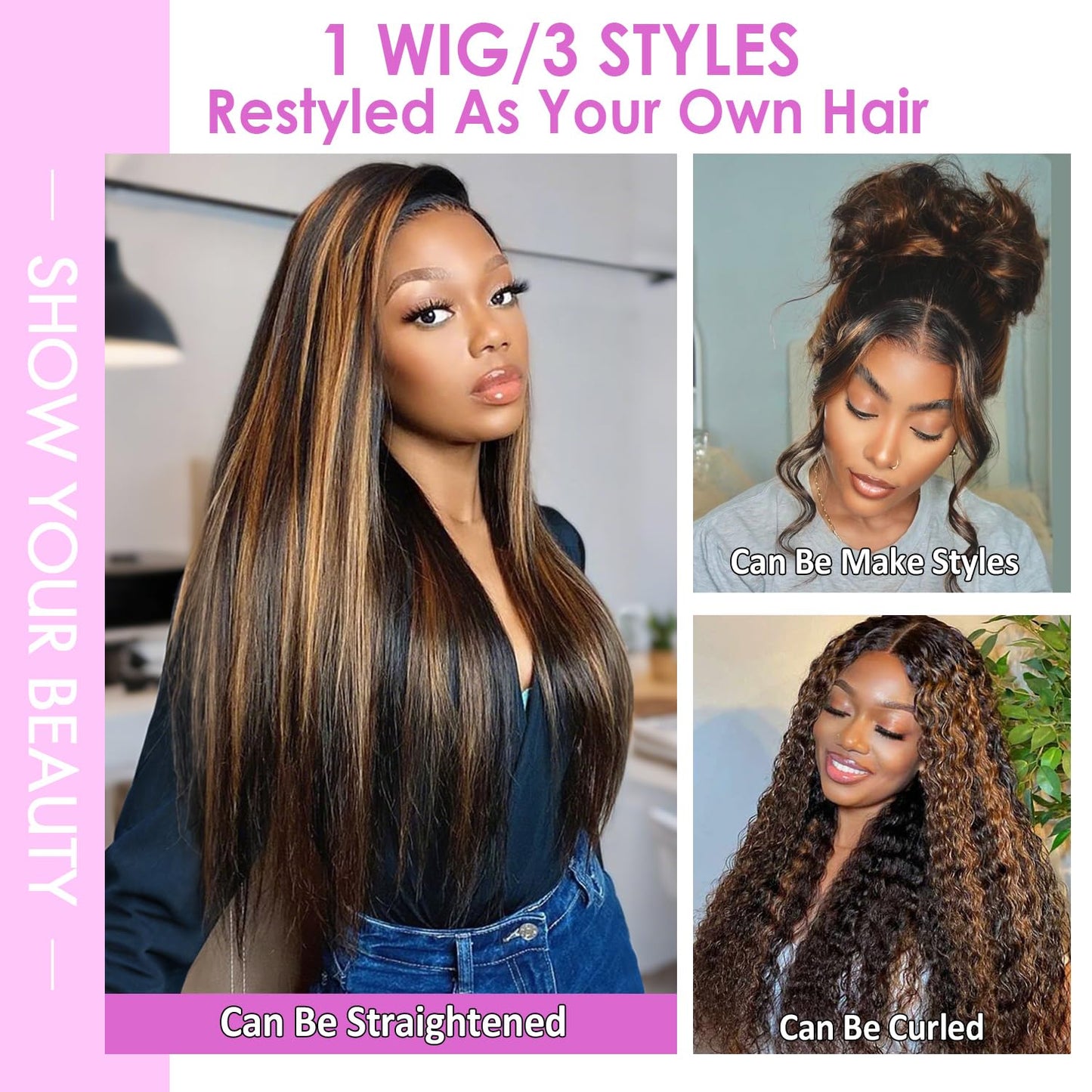Vemalin 30 inch Highlight Body Wave Lace Front Wigs Human Hair Pre Plucked 200 Density 1B/30 Ombre Frontal Wigs Human Hair 13x4 Transparent Lace Wig Glueless Balayage Wigs for Women