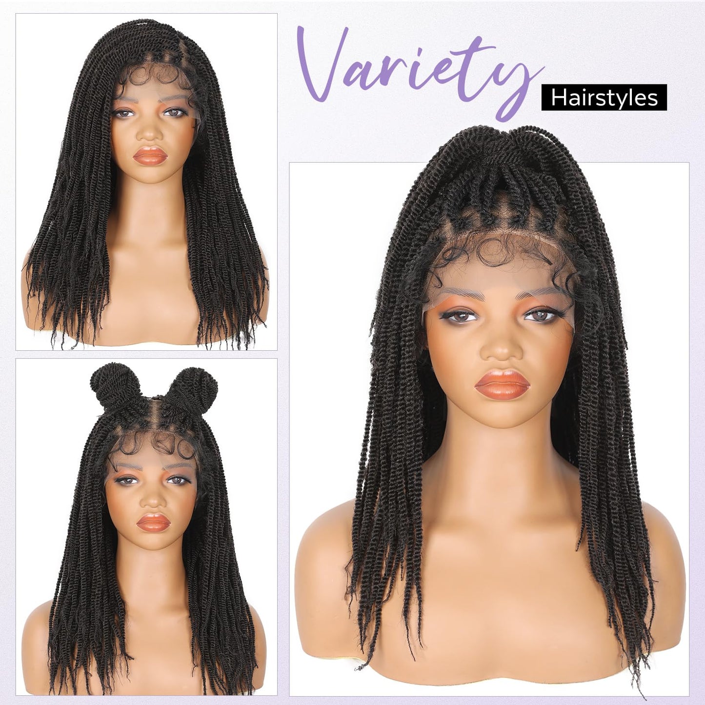 HANNE Double Full Lace Braided Wigs 20 Inch Knotless Braied Dreadlock Wig Glueless Twist Wigs For Black Women