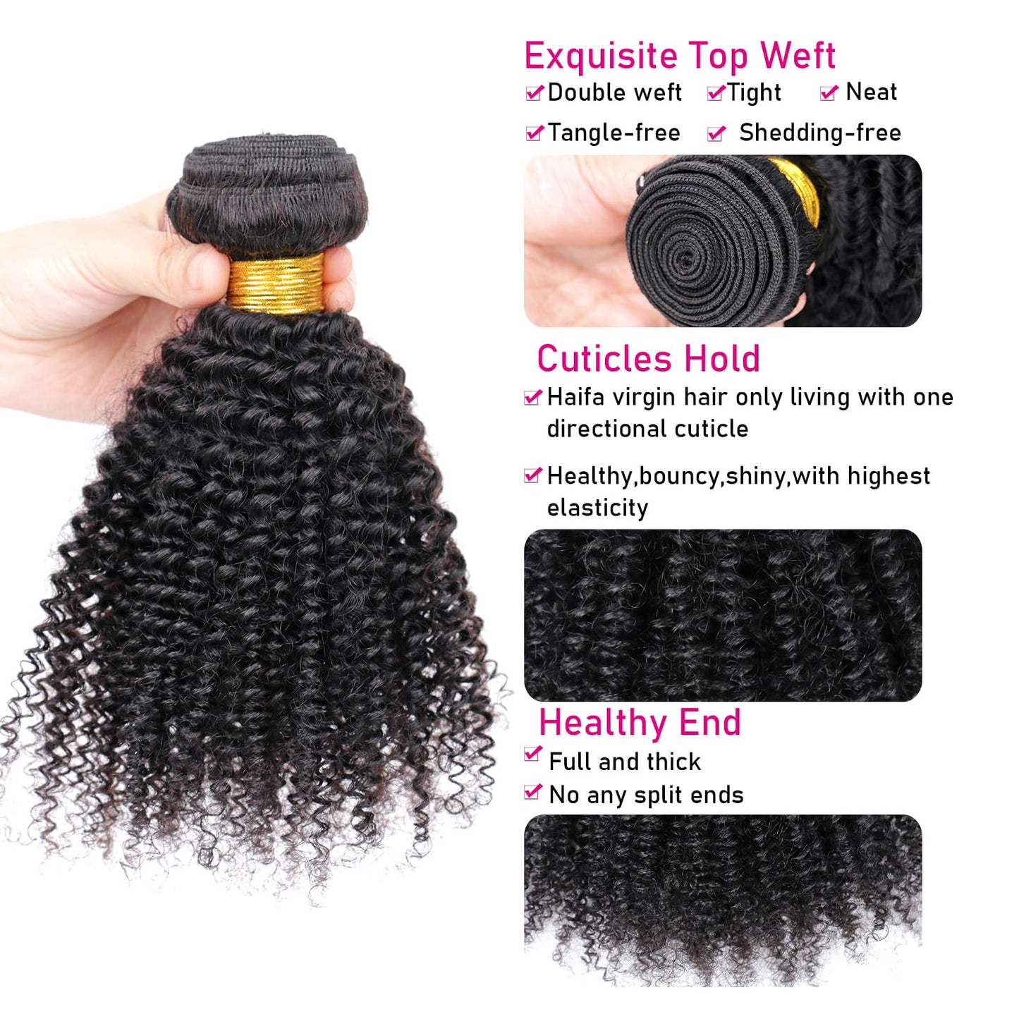 VIYAVIYA Afro Kinky Curly Bundles Human Hair 8 Inch Curly Weave Unprocessed Virgin Extensions for Black Women Natural Color