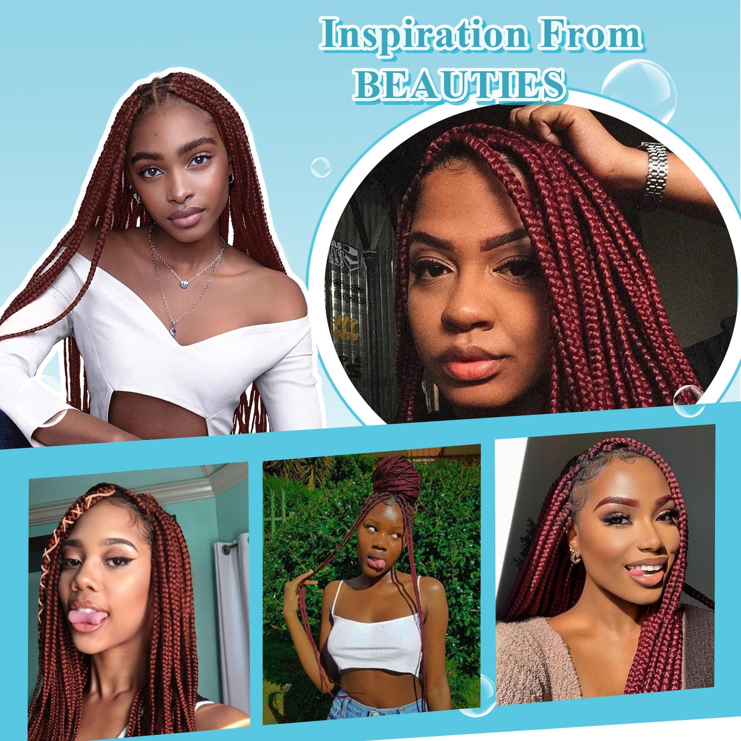 Olymei 360° Hd Full Lace Large Square Knotless Braided Wigs for Women Box Braid Wig with Baby Hair Long Burgundy Premium Synthetic Braided Lace Front Wigs 36"