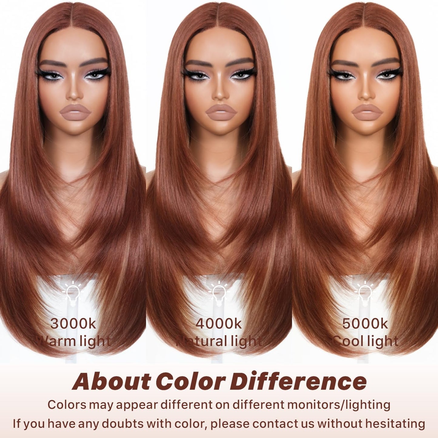 BrownBomb Cooper Blond Wear and Go Glueless Wigs Pre Plucked Pre Cut for Beginners Synthetic Lace Front Wigs For Woman With Bangs Long layered Straight 26 Inch Ginger Highlights 3 Seconds to Wear