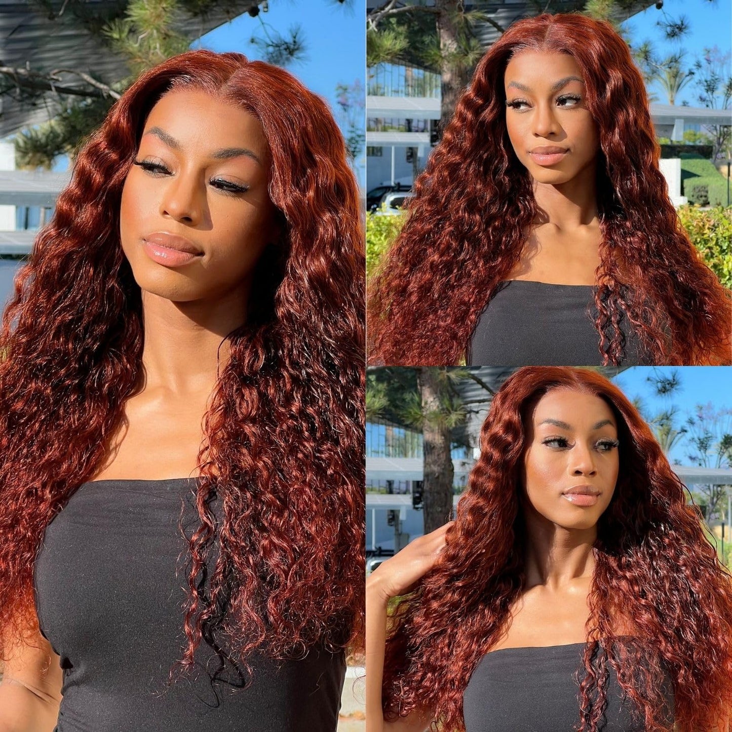 PYY Reddish Brown Deep Wave 13x4 Lace Front Wig Human Hair 33# Auburn Color – Glueless Pre Plucked, Soft Tangle-Free Raw Human Hair, Beginner Friendly, Natural Hairline, Effortless Glam Look 32 Inch