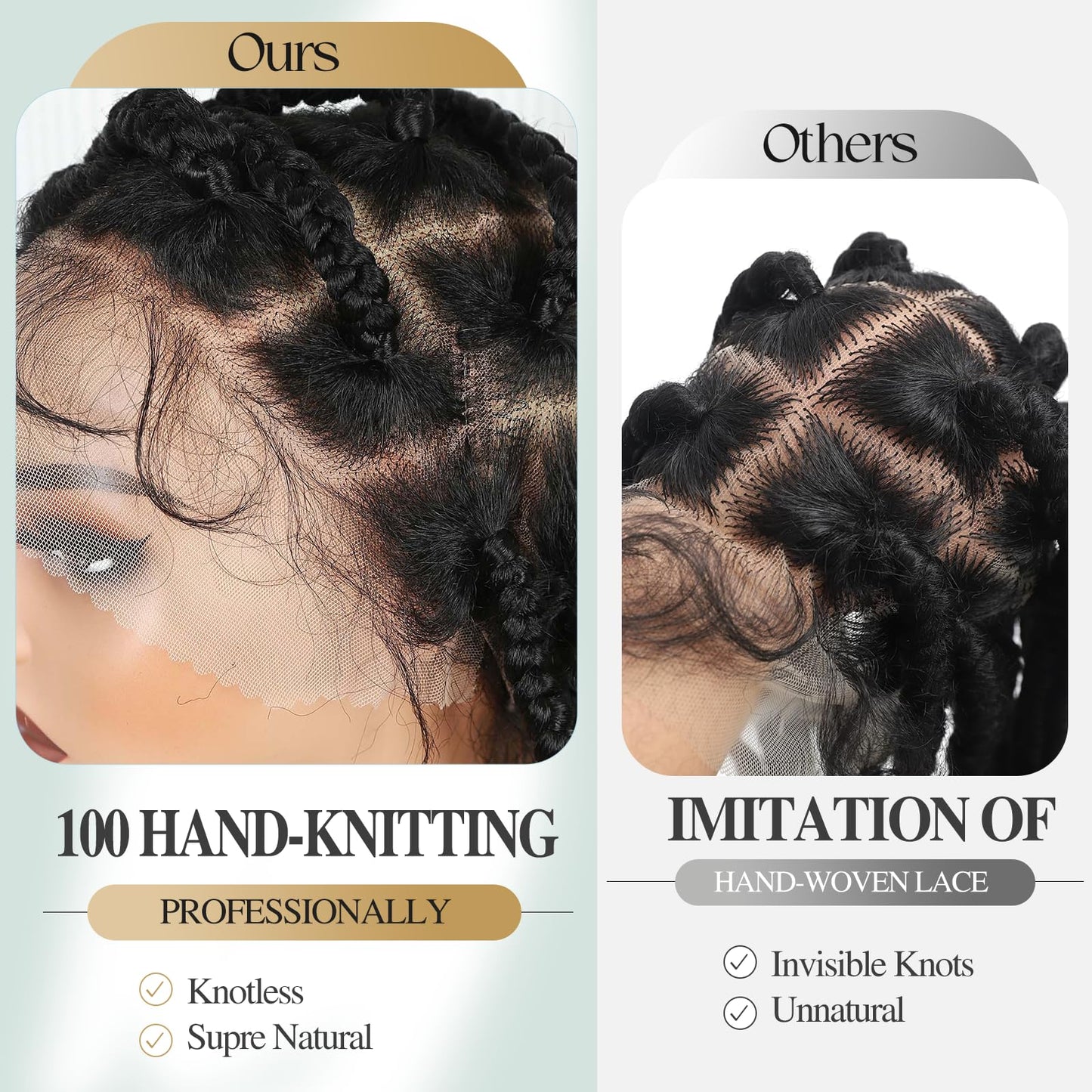 WIGER 360 Full Lace Braided Wigs for Black Women, 34 Inch Transparent HD Lace, Single-layer Jumbo Braids, 22 Handmade Braids, Natural Black Synthetic Lace Front Hair Wig