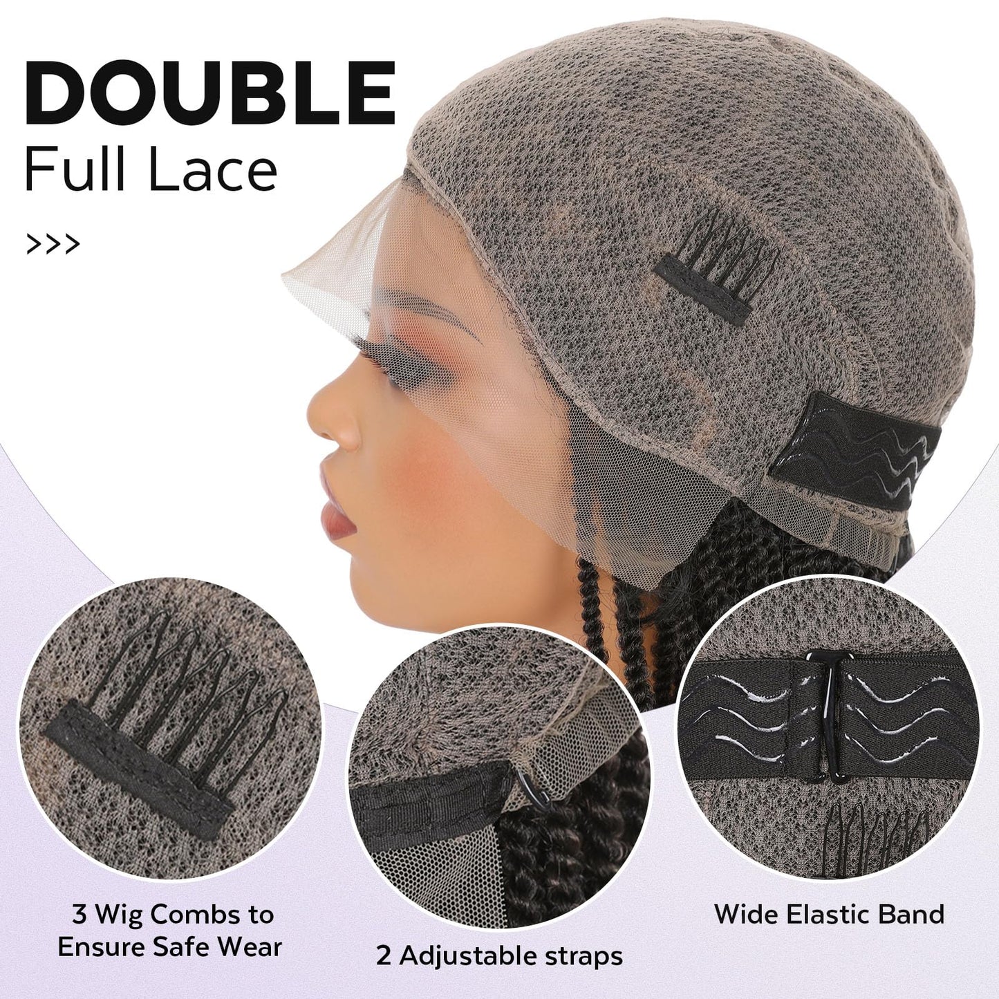 HANNE Double Full Lace Braided Wigs 20 Inch Knotless Braied Dreadlock Wig Glueless Twist Wigs For Black Women