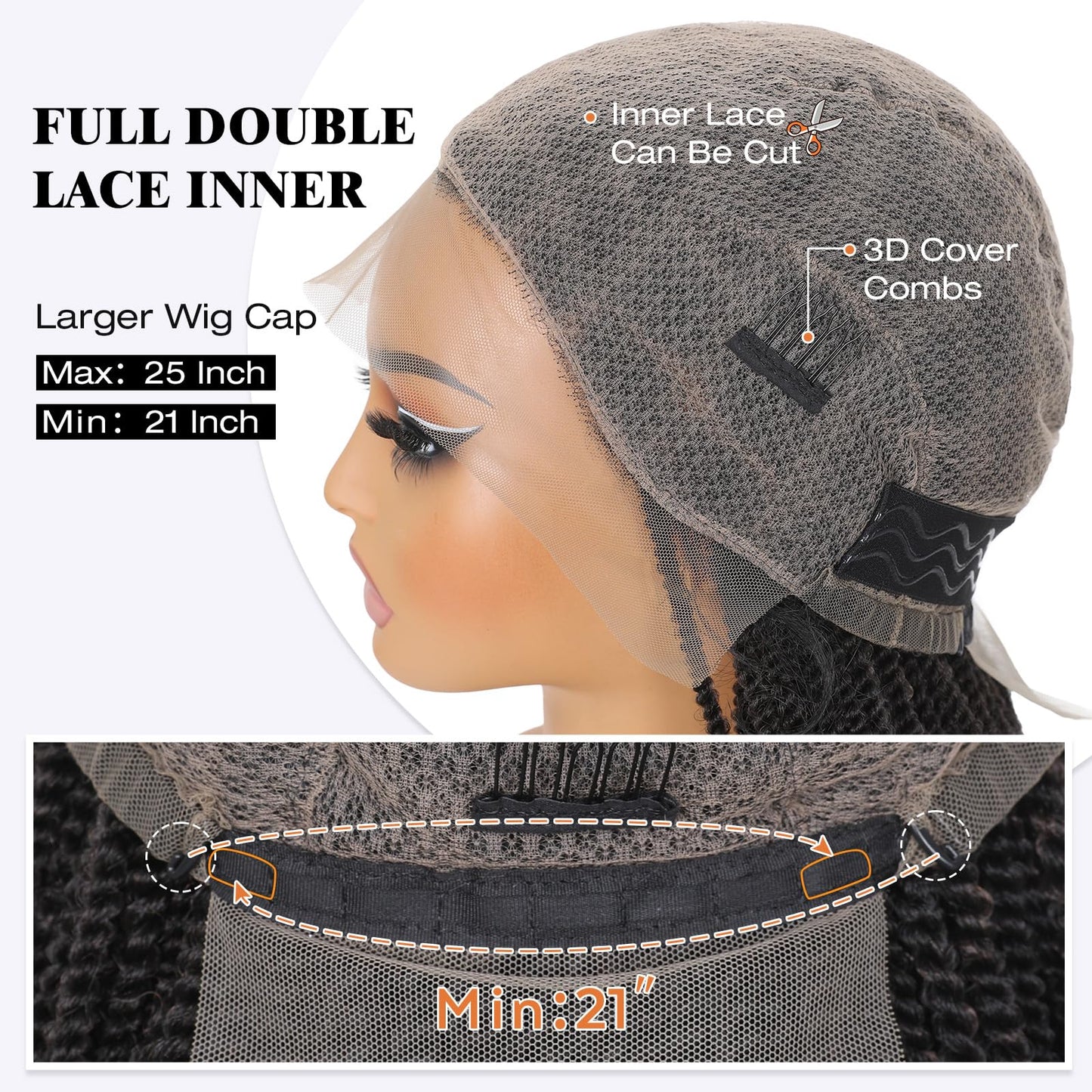 WIGNEE Braided Wigs For Black Women Full Double Lace Knotless Braided Wigs For Black Women Twist Braided Wig with Baby Hair Light Weight Box Braid Wig Braided Wigs for Daily Use(Brown Black)