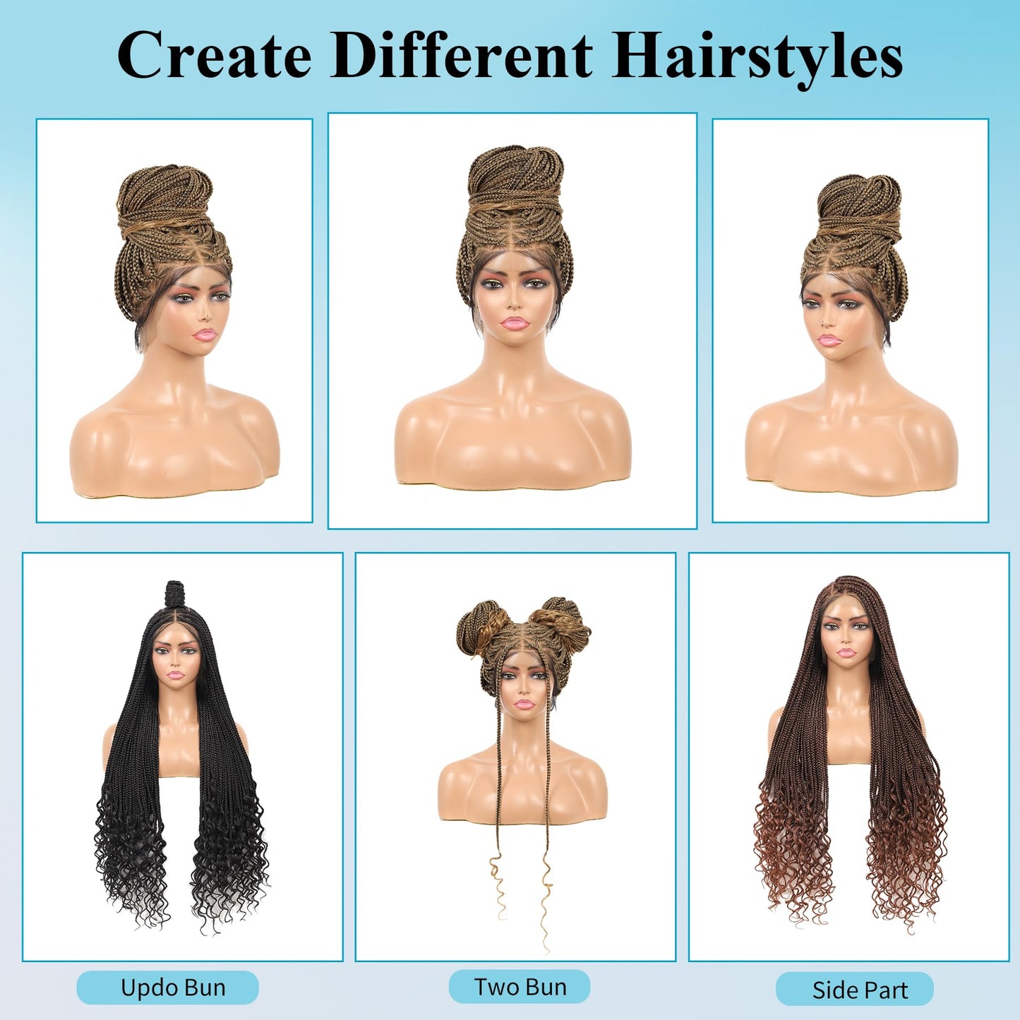 Olymei 360° Hd Full Lace Braided Wigs for Women Triangle Knotless Braided Wigs with Curly End with Baby Hair Box Braid Wig Premium Synthetic Braid Lace Front Wig Light Brown 36"