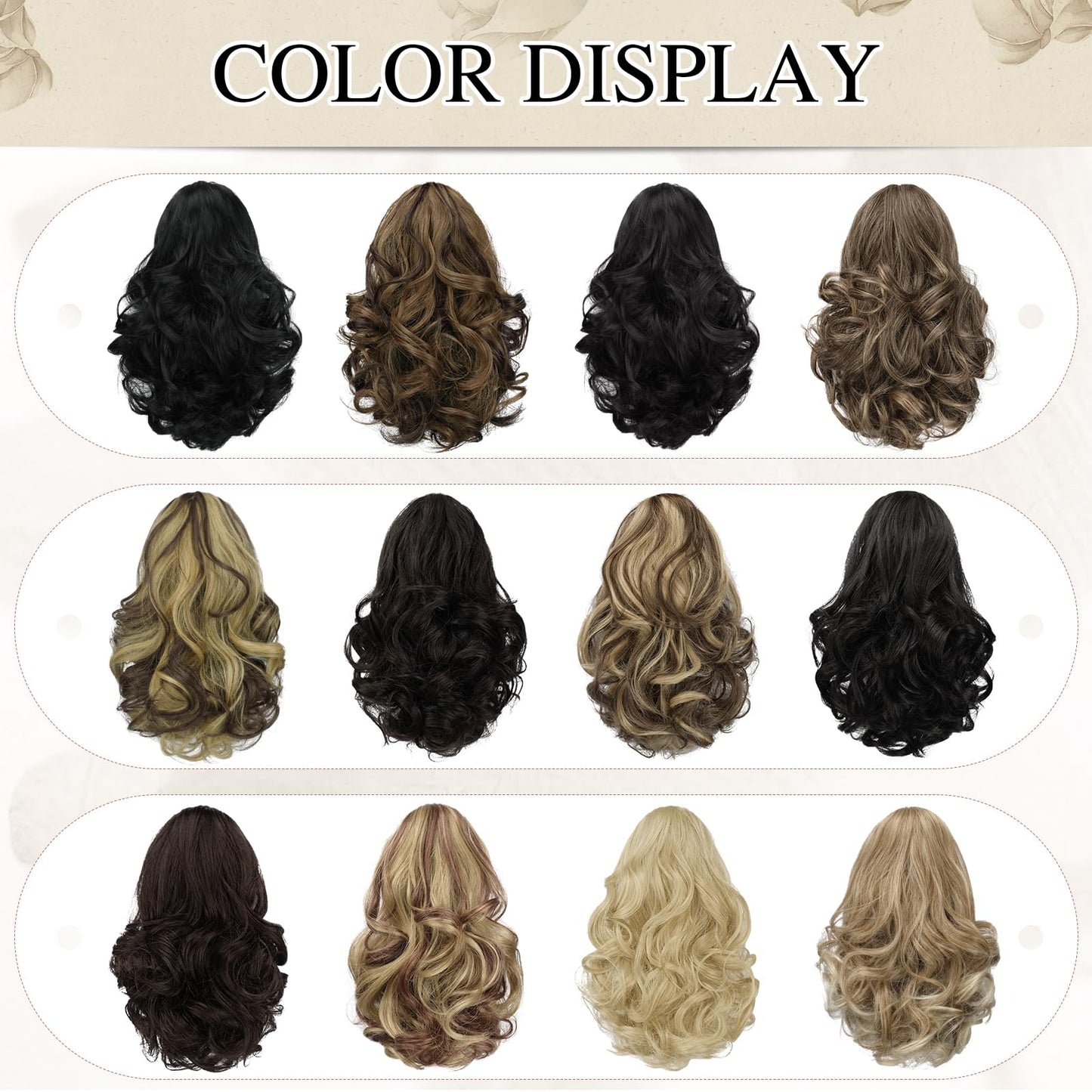 SOFEIYAN Ponytail Extension 11 inch Claw Clip Ponytail Hair Extensions Long Curly Wavy Ponytail Fluffy Clip on Pony Tails Synthetic Hairpiece for Women,Dark Brown/Golden Auburn