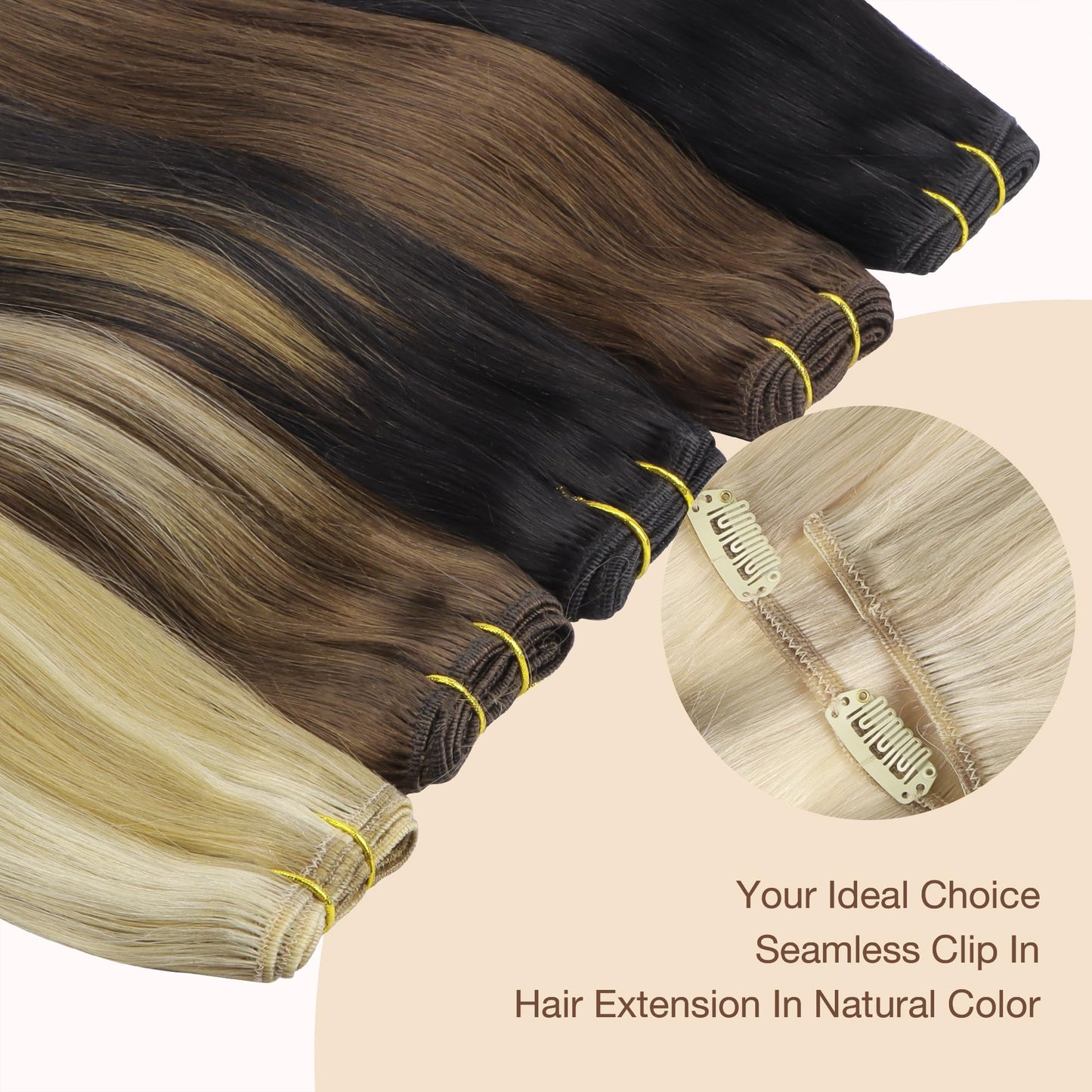 GOO GOO Clip in Hair Extensions Real Human Hair, Remy Human Hair Extensions Clip ins for Women, Natural Human Hair, 14inch 120g 7Pcs, 17/22/60 Balayage Ash Blonde to Golden Blonde and Platinum Blonde