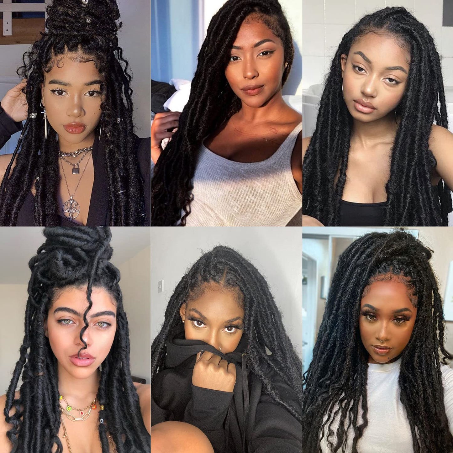 6 Packs Goddess Locs Crochet Hair, 24 Inch Straight Faux Locs Crochet Braids, Pre-Looped Curly Soft Synthetic Ombre Braiding Hair Extensions for Black Women(24 Inch, 6 Packs, 1B/27#)
