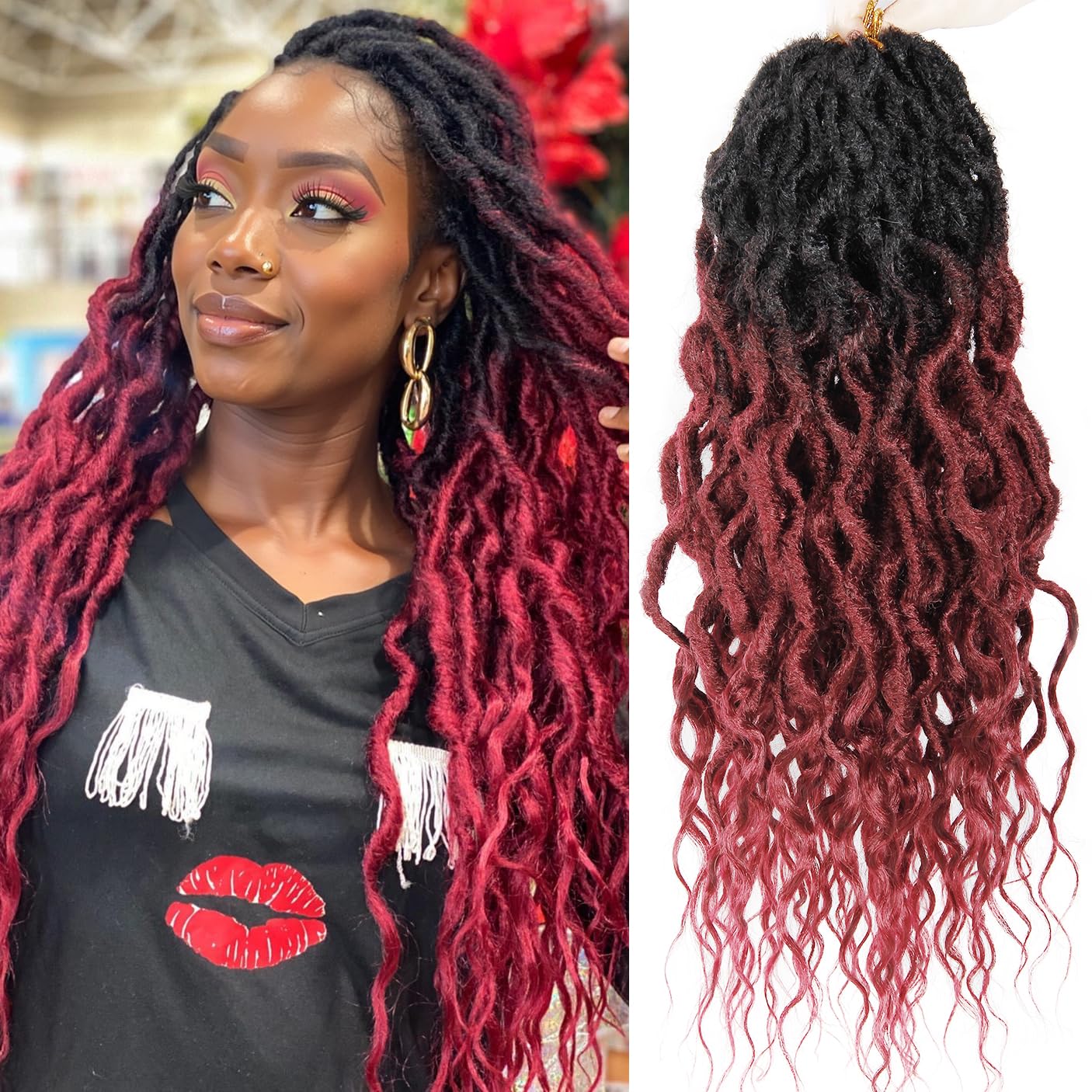 Faux Locs Crochet Hair 24Inch Crochet Locs, 8Packs Soft Locs With Curly Ends Boho Faux Locs Crochet Braids for Black Women (1B/BUG, 24(Pack of 8))
