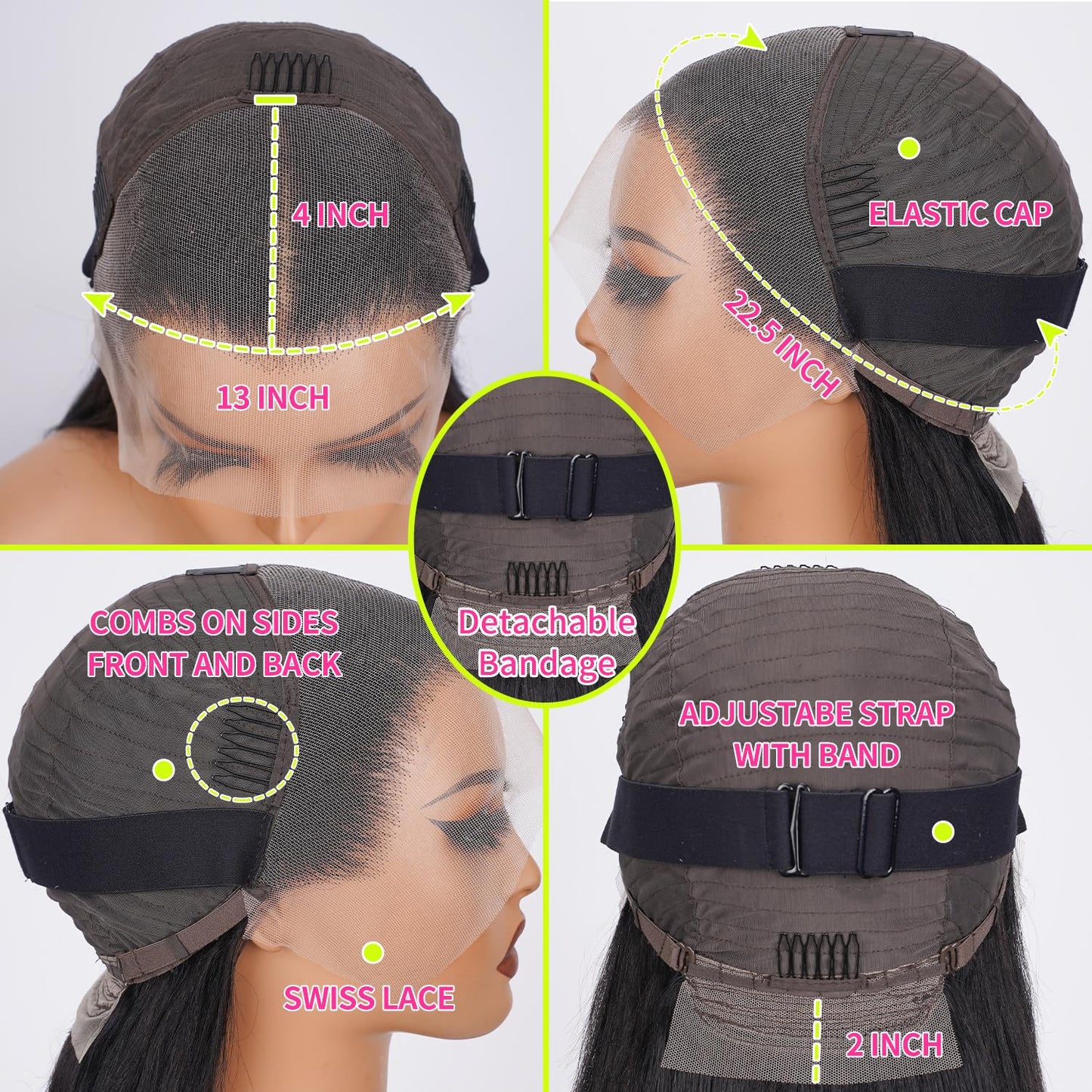 CabeDuck 26 Inch Straight Wigs Human Hair Pre Plucked Straight Lace Front Wigs Human Hair 13x4 HD Lace Frontal Wig for Women Natural Color