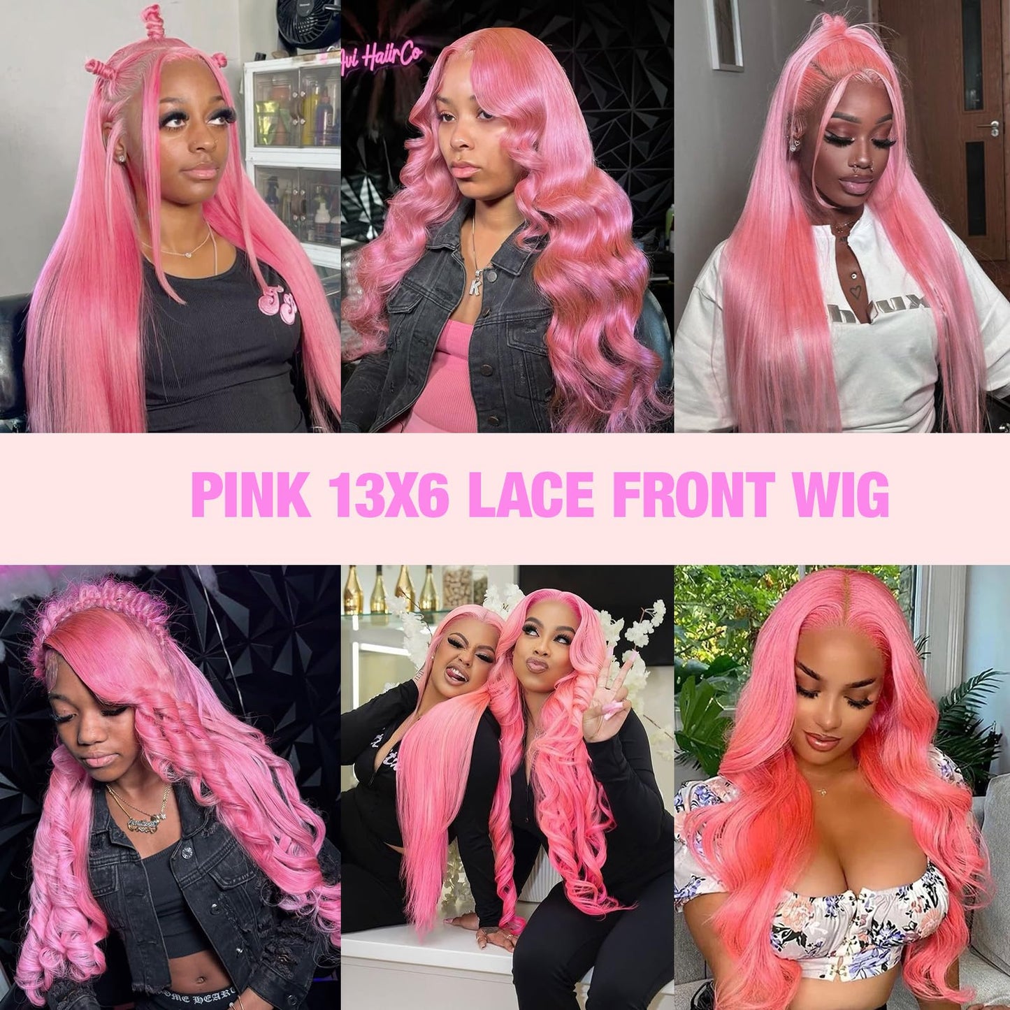 NKMR 13x6 Pink Lace Front Wig Human Hair Pink Wigs for Women Body Wave 13x6 Hd Lace Frontal Wigs Glueless Pre Plucked with Baby Hair(34Inch)