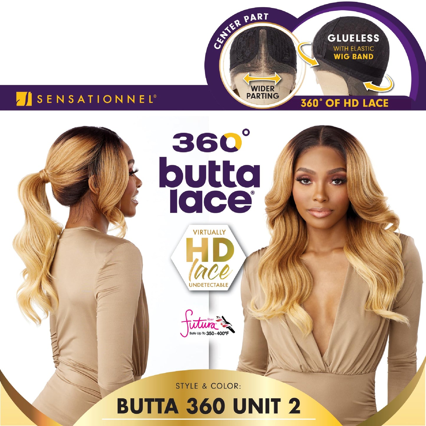 Sensationnel 360 Butta Lace Front Wigs - 360 Butta unit 2 wider parting preplucked hairline HD glueless lace - 360 Butta unit 2 (BABYLIGHTSHONEY)