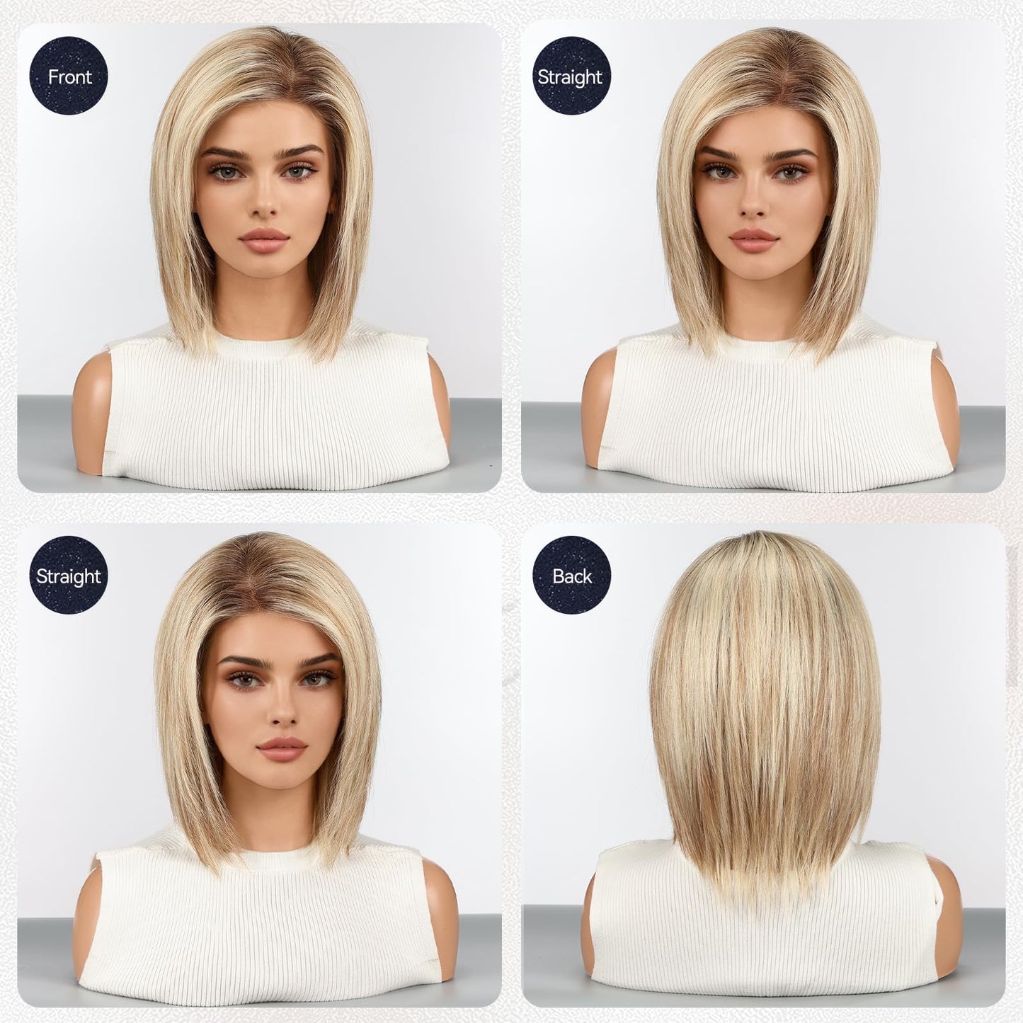 starluck Human Hair Wig Lace Front Wigs Real Human Hair Wigs For Women Wig Side Part 6"*5"*2" HD Lace Ombre Light Blonde Mixed Light Brown 12 Inch Realistic and Natural for Daily Party Use