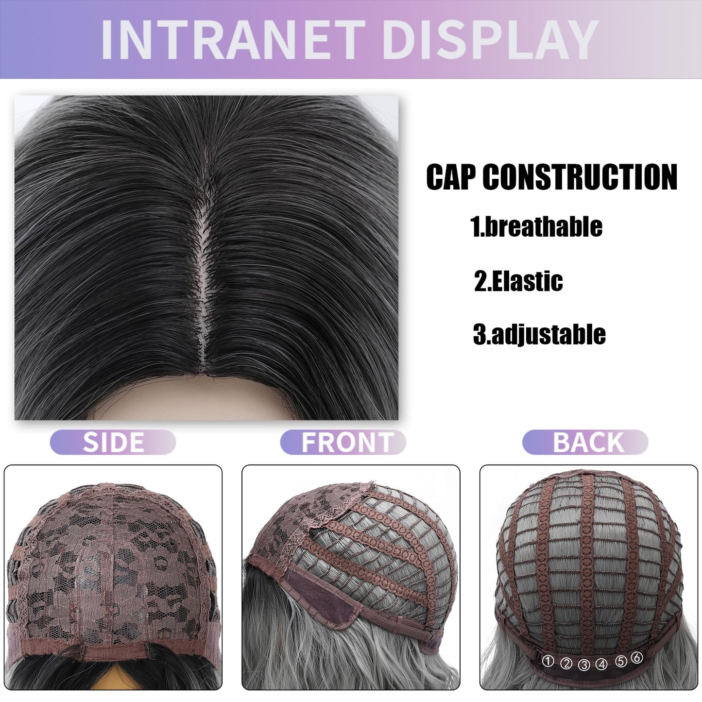 MUPUL Black Ombre silver gray To Blue Wig Short Body Wavy Bob Wigs for Women Shoulder Length Synthetic Cosplay Party Wig for Girls Daily Use Colorful Wigs