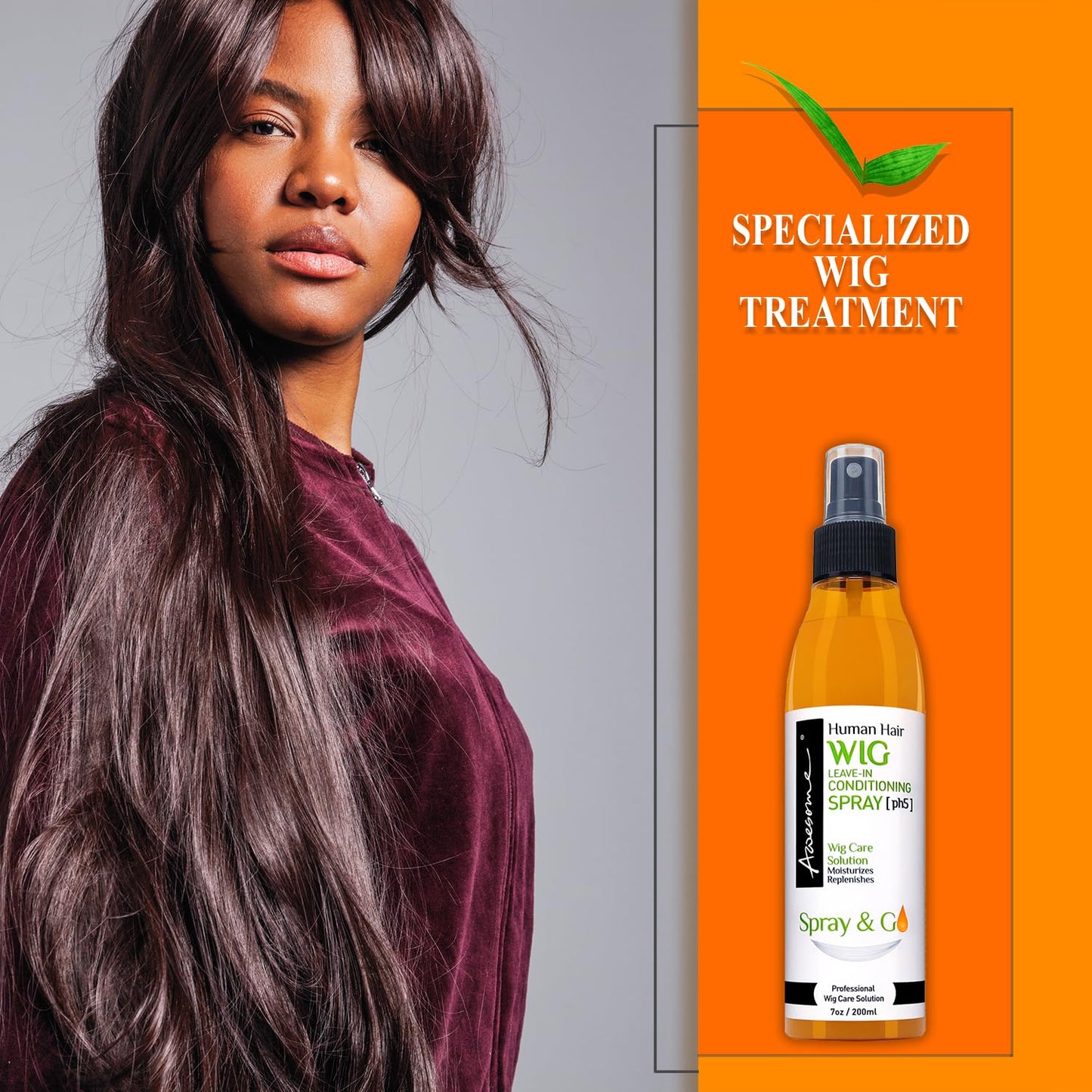 Awesome Human Hair Wig Leave in Conditioner Spray, pH5, Detangler & Easy Combing, Promoting Silkiness, Shine & Freshness, preventing Dryness (7 fl oz)