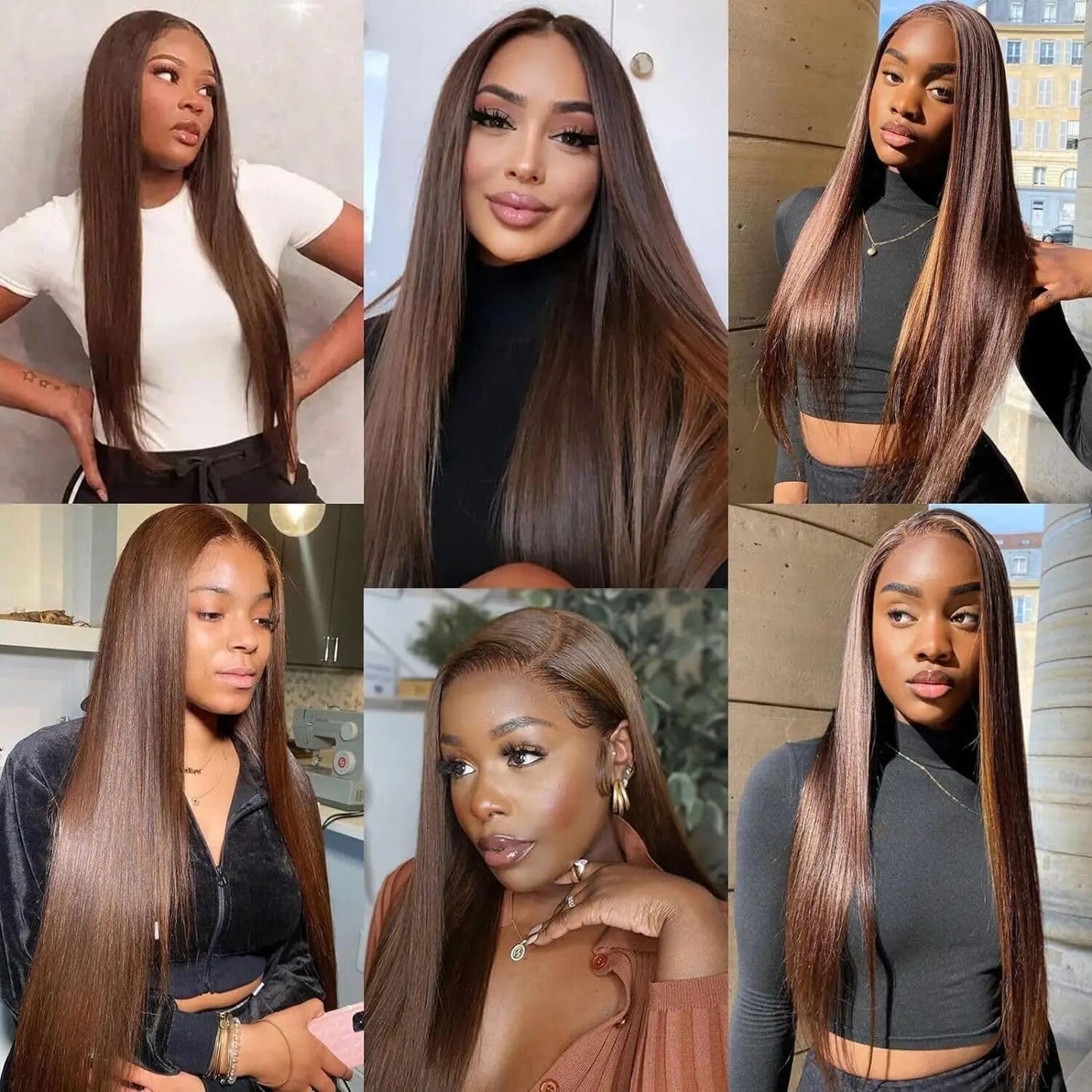 VIPPRETTY 28 Inch Chocolate Brown Lace Front Wigs Synthetic Hair Pre Plucked 13x6 Straight Lace Front Wigs Synthetic Hair 180% Density Colored #4 Light Brown Glueless Wig