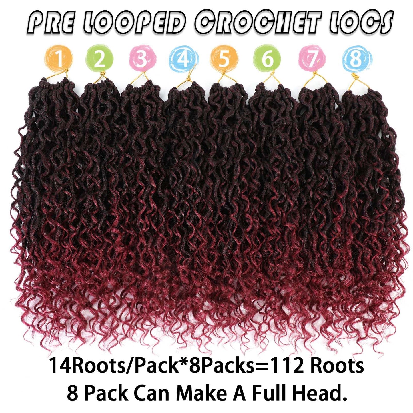 Col Bling 20 Inch 8 Packs Goddess Locs Crochet Hair Natural Looking, Bohemian River Goddess Crochet Braiding Hair Trendy & Edgy Faux Locs Crochet Hair Fashion for Women Kids (#1B/BUG)