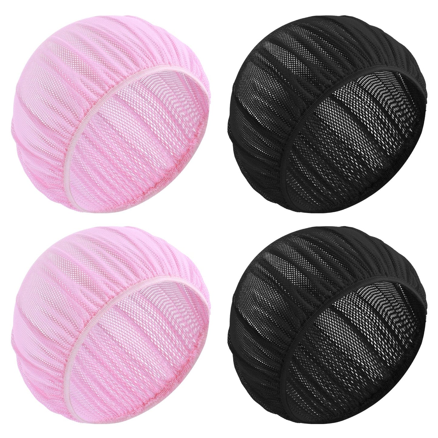 Dimeho 4 Pcs Mesh Sleep Bonnets Night Sleep Cap Hair Net for Sleeping Wig Cap Sleep Caps for Women(Pink/Black