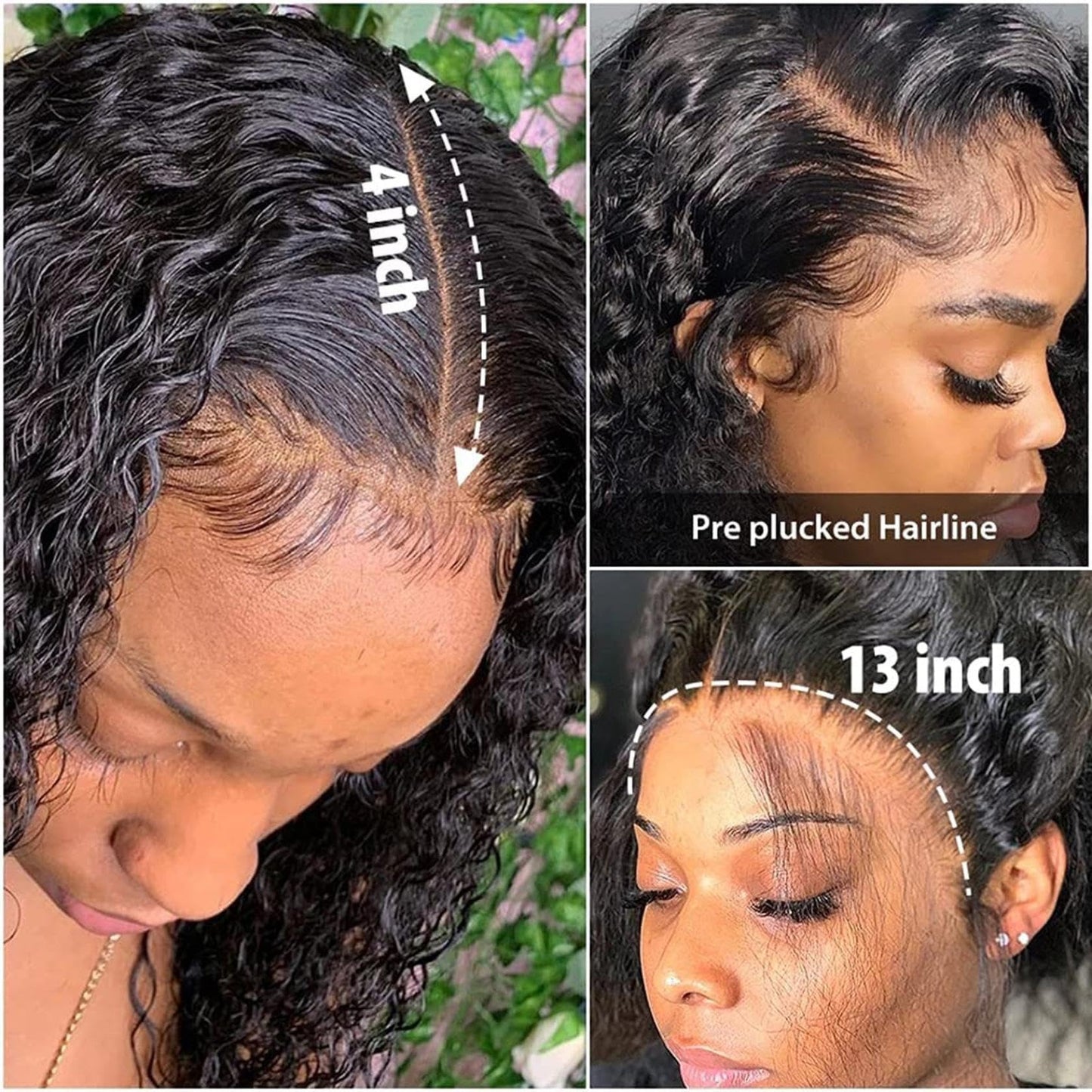 YruYptpaln Body Wave Lace Front Wigs Glueless Wigs Pre Plucked Pre Cut Wet and Wavy Lace Front Wigs U Part Wigs for Graduation Ceremony(Black, 18 Inch)