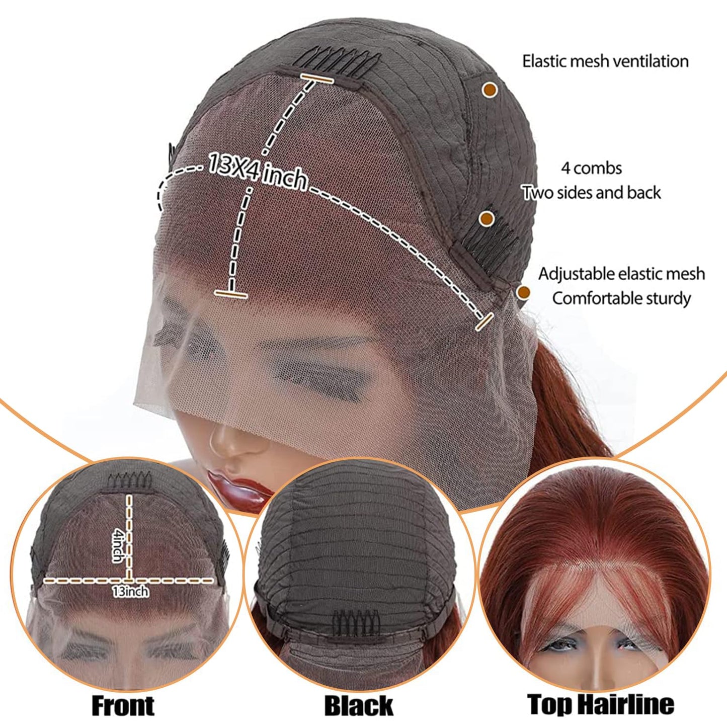 Dewyigs 30 Inch Reddish Brown Wig Human Hair Lace Front Wigs Human Hair Pre Plucked 13x4 Body Wave Frontal Wigs Human Hair Auburn Colored Human Hair Lace Front Wigs HD Lace Frontal Human Hair Wigs