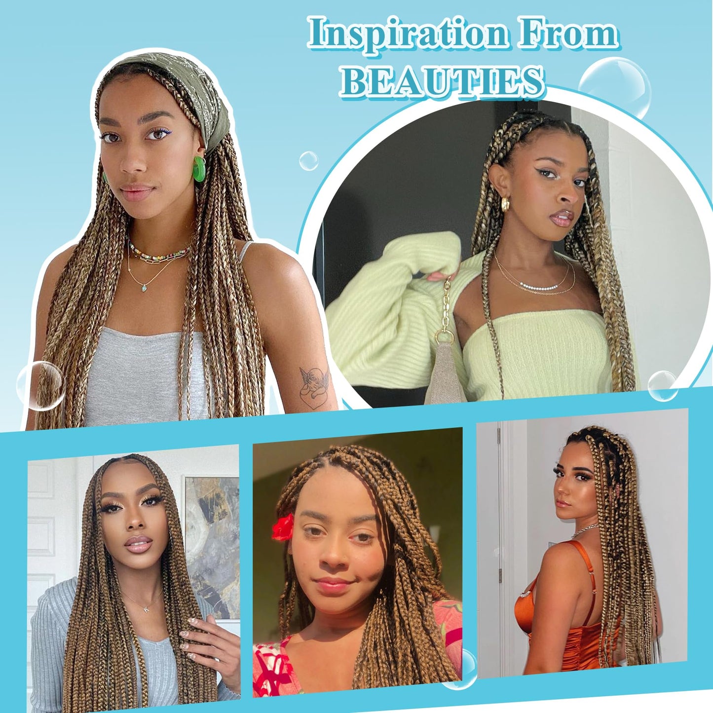 Olymei 360° HD Full Lace Large Square Knotless Braided Wigs for Women Box Braid Wig with Baby Hair Long Light Brown Premium Synthetic Braided Lace Front Wigs 36"