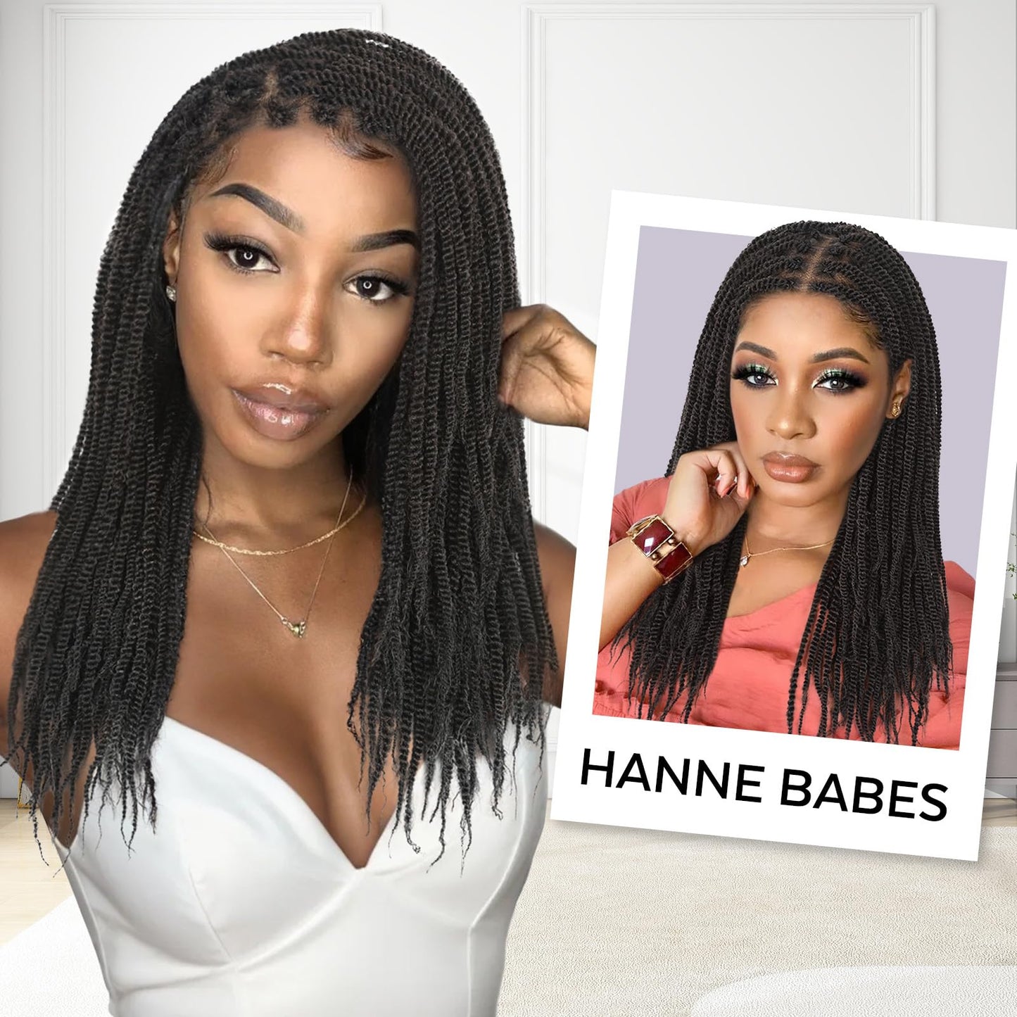 HANNE Double Full Lace Braided Wigs 20 Inch Knotless Braied Dreadlock Wig Glueless Twist Wigs For Black Women