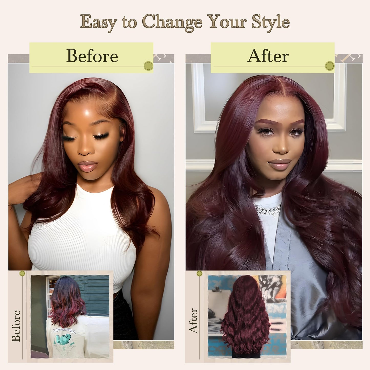 Human Hair Bundles 4 Bundles 18 20 22 24 Inch Hair Extensions Dark Burgundy Body Wave Bundles Human Hair 100% Unprocessed Brazilian Virgin Hair Quick Weave 99J