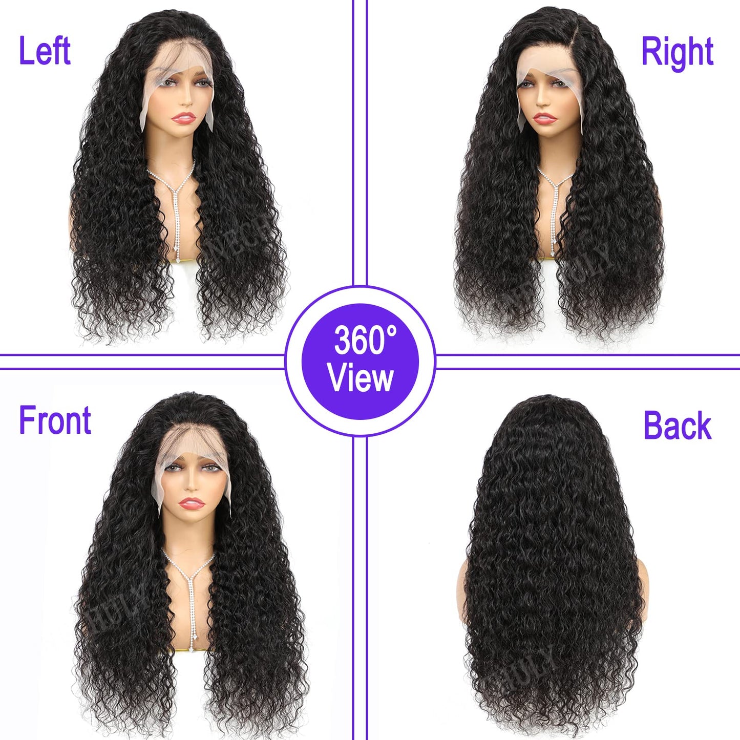 Water Wave Lace Front Wigs Human Hair Pre Plucked with Baby Hair Glueless 13x4 HD Transparent Water Curly Wave Lace Front Wig Virgin Human Hair 180% Density Wave Wave Wigs 26Inch Natural Black Color