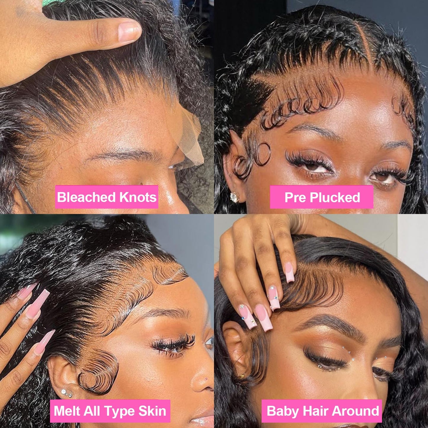 KLPKLP 28 Inch 13x6 Deep Wave Lace Front Wigs Human Hair 180% Density Deep Curly Frontal Wigs Human Hair Glueless HD Lace Front Wigs Human Hair Pre Plucked with Baby Hair for Women