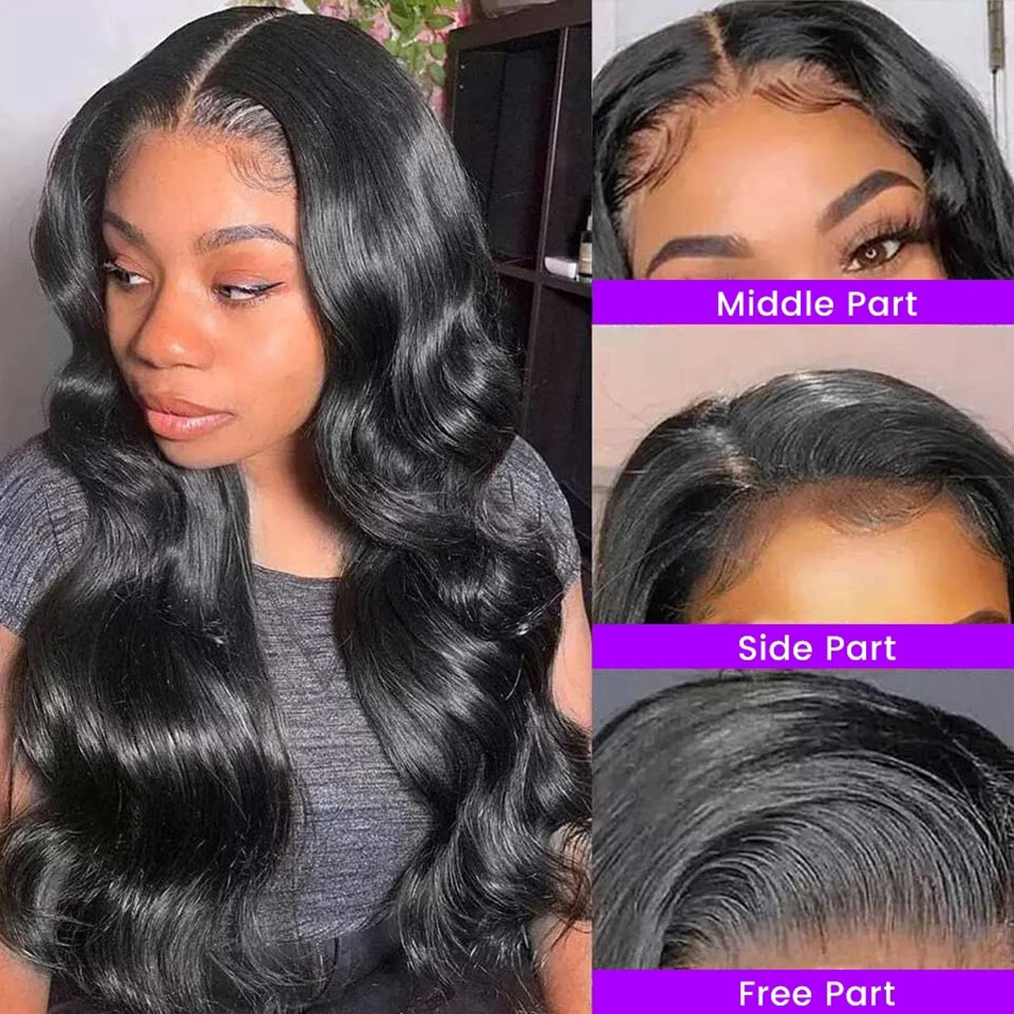 Sdeycui 13x6 Black Wigs Human Hair for Women Lace Front Body Wave Wigs HD 26 Inch Curly Natural Glueless Pre Plucked Wig