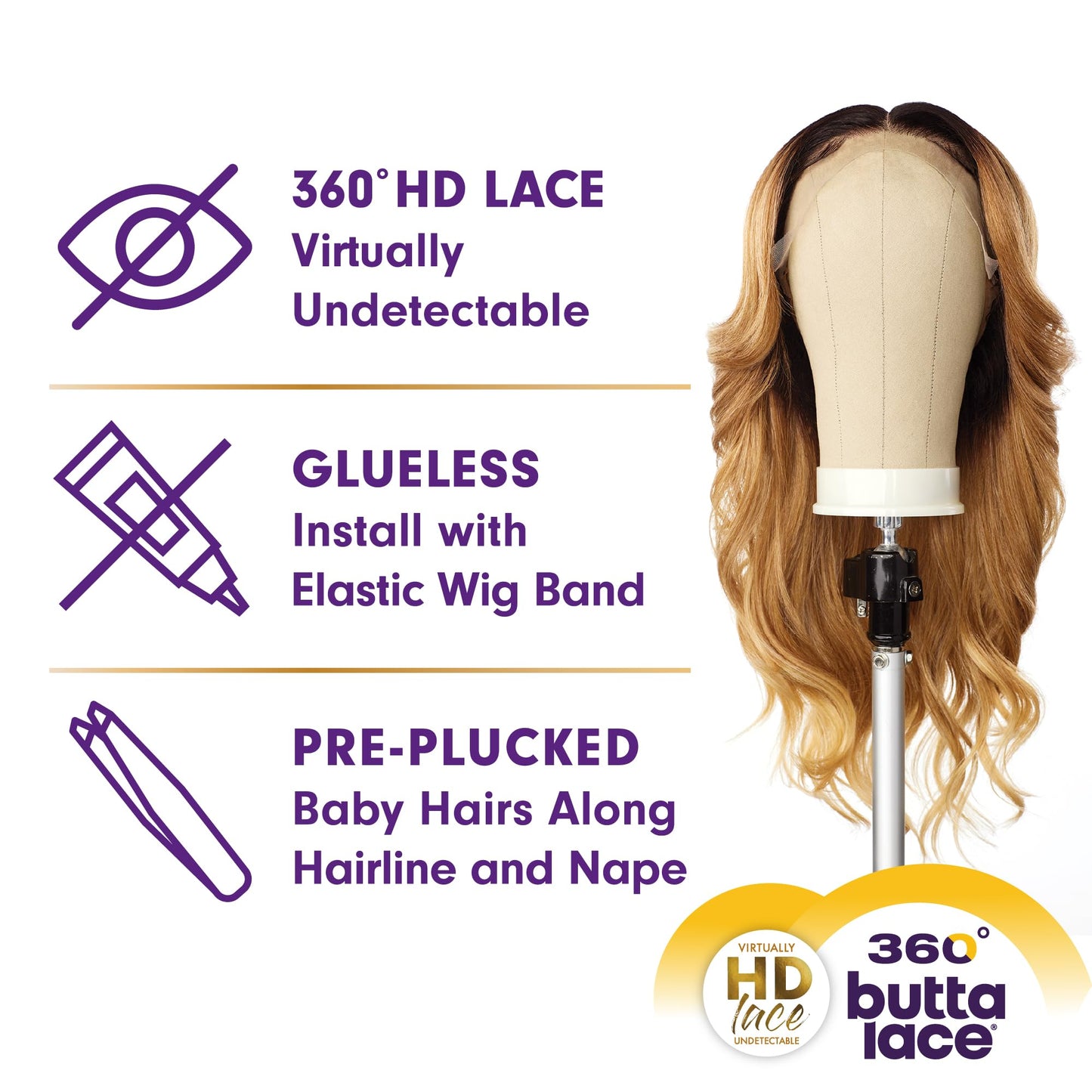 Sensationnel 360 Butta Lace Front Wigs - 360 Butta unit 2 wider parting preplucked hairline HD glueless lace - 360 Butta unit 2 (BABYLIGHTSHONEY)