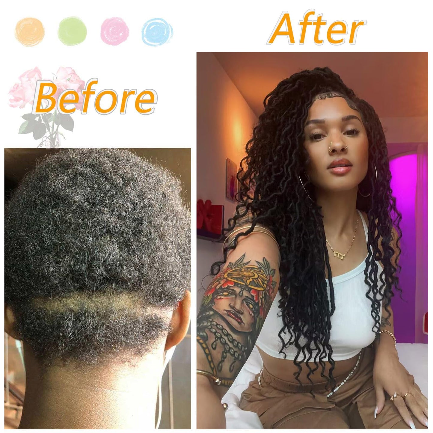 Col Bling 10 Inch 8 Packs Goddess Locs Crochet Hair Faux Locs Crochet Hair for Women Pre Looped River Locs Crochet with Curly Ends Synthetic (10 Inch 8 Packs, #1B)