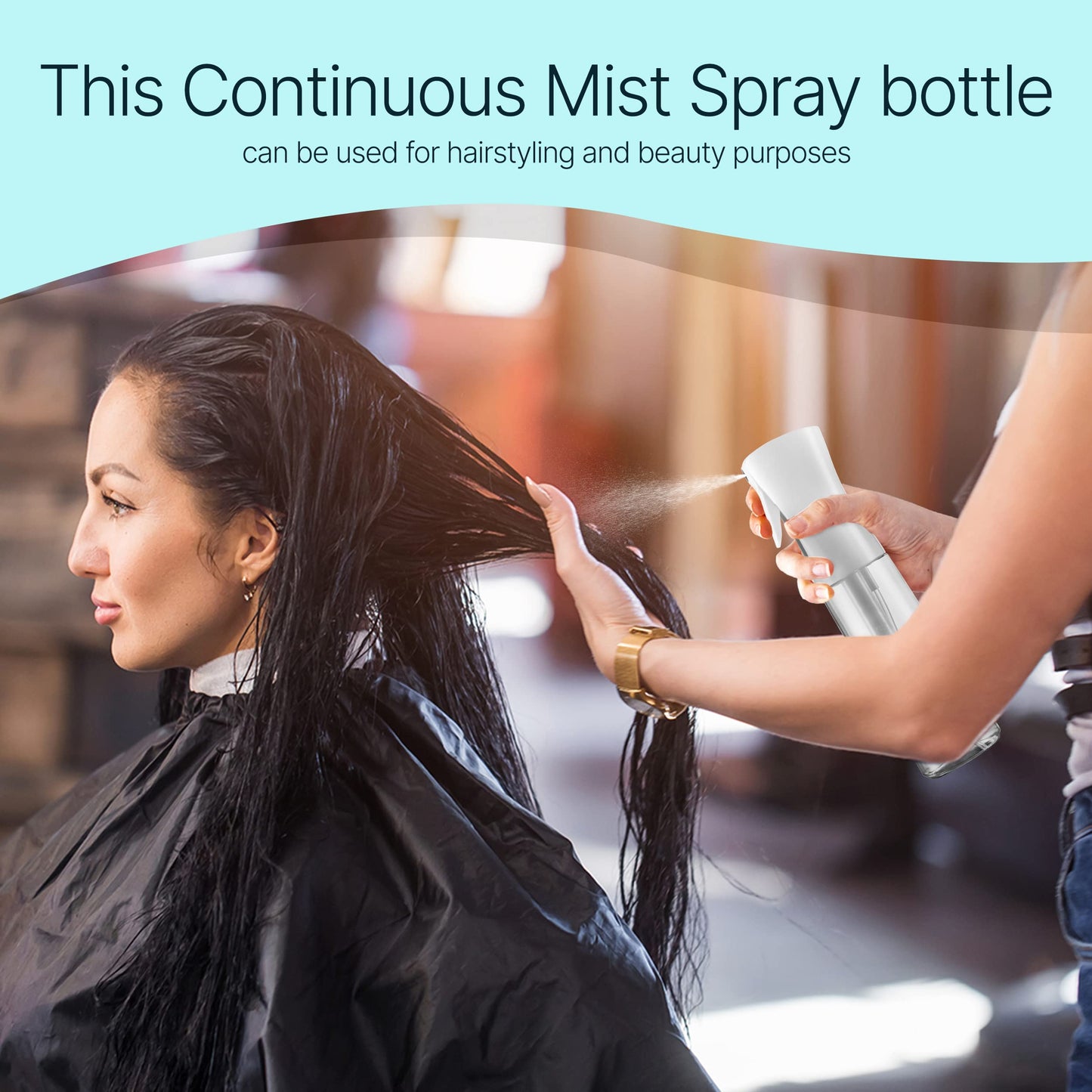 BeautifyBeauties Spray Bottle For Hair – Continuous Mister Spray Bottle for Hairstyling, Cleaning, Plants, Pets, Barbers, Salons, Essential Oil Scents (Clear, 18.6oz/500ml)