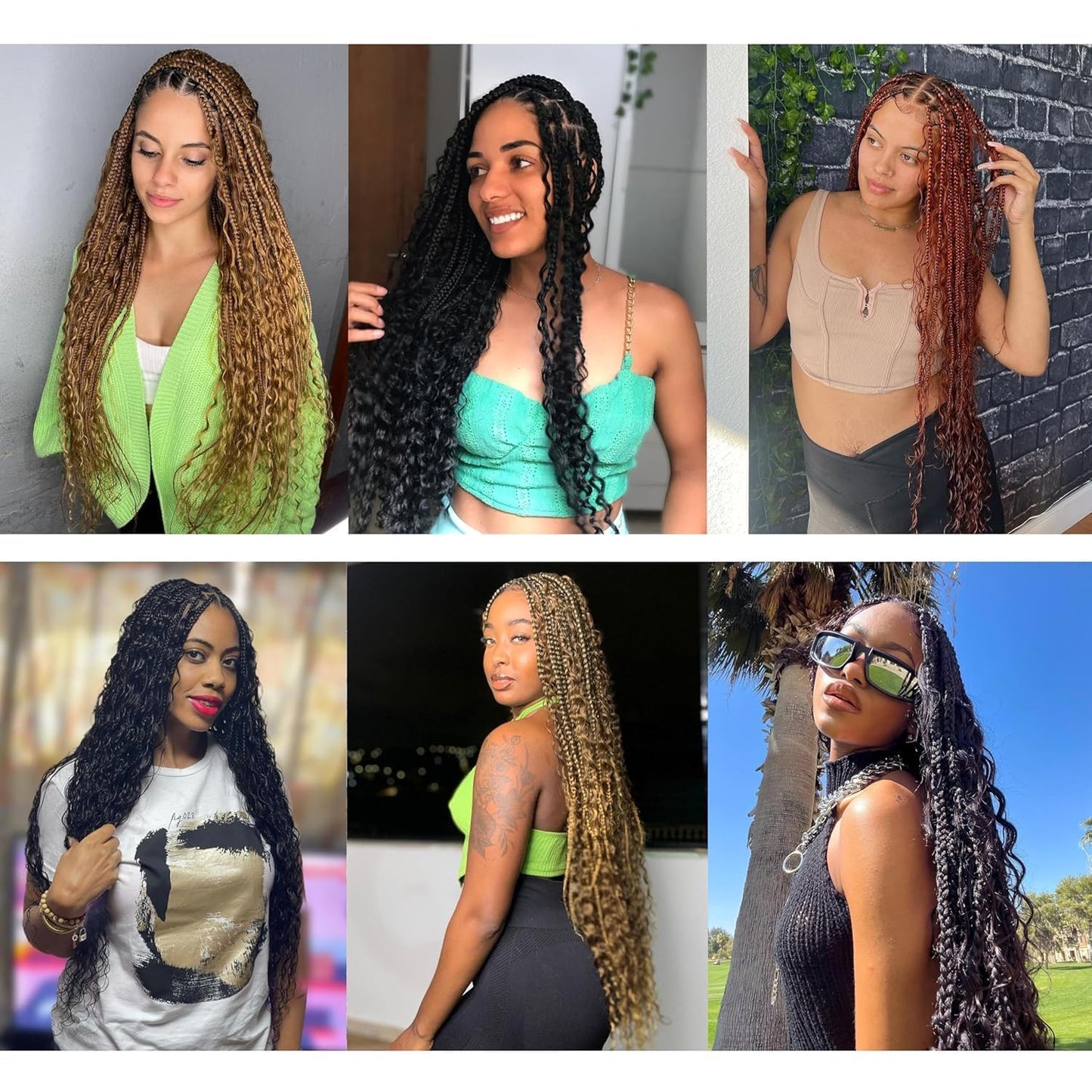 Boho Crochet Braids Pure Protein Fiber Close to Human Hair 24 Inch Goddess Box Braids with Soft Curls Bohemian Braids Crochet Hair for Black Women (24Inch #27/613)
