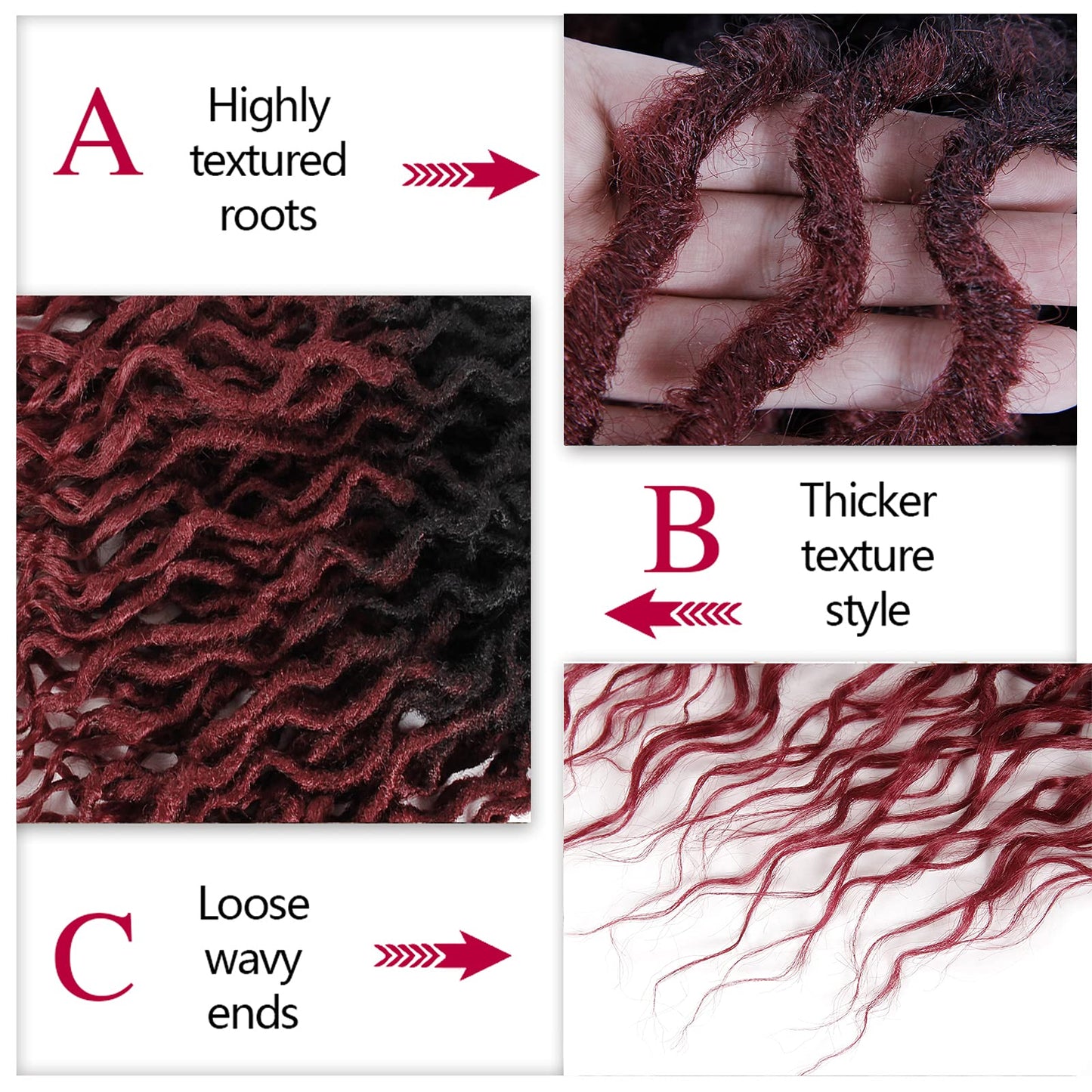 Faux Locs Crochet Hair 24Inch Crochet Locs, 8Packs Soft Locs With Curly Ends Boho Faux Locs Crochet Braids for Black Women (1B/BUG, 24(Pack of 8))