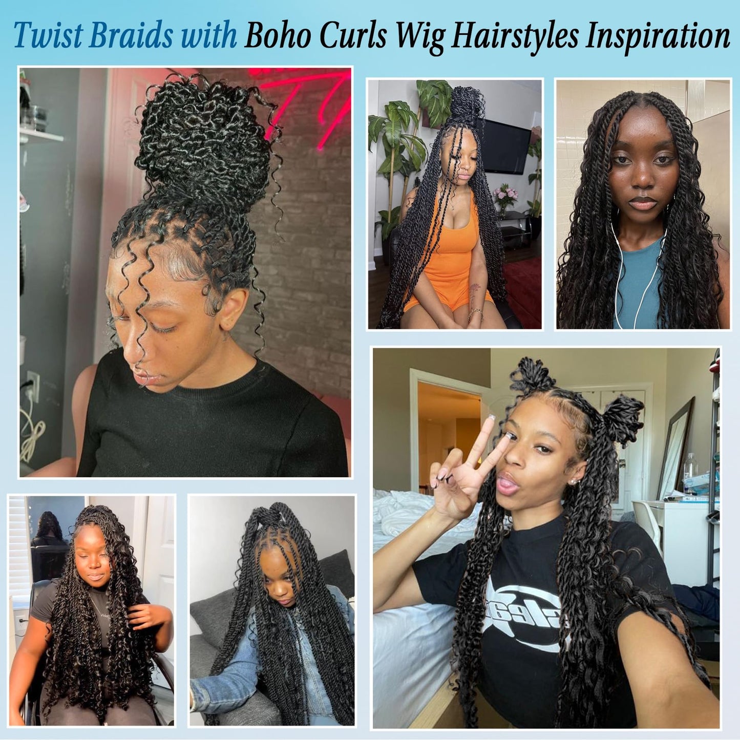 Olymei 360° HD Full Lace Braided Wigs for Women Knotless Boho Braided Wigs Twisted Braid Lace Wig with Baby Premium Synthetic Blended Braid Lace Front Wig Black 36"