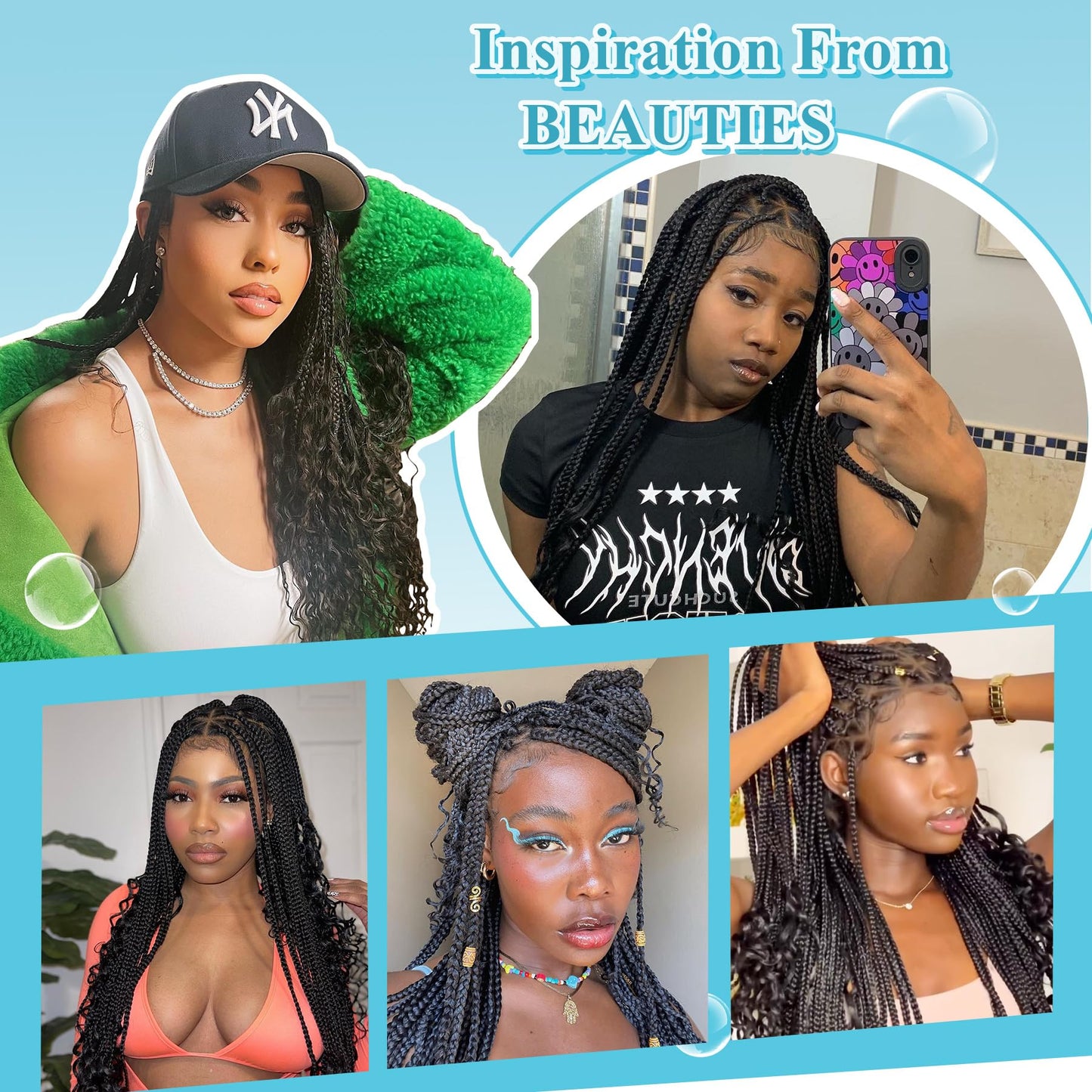 Olymei 360° Hd Full Lace Braided Wigs for Women Triangle Knotless Braided Wigs with Curly End with Baby Hair Box Braid Wig Premium Synthetic Braid Lace Front Wig Black 36"