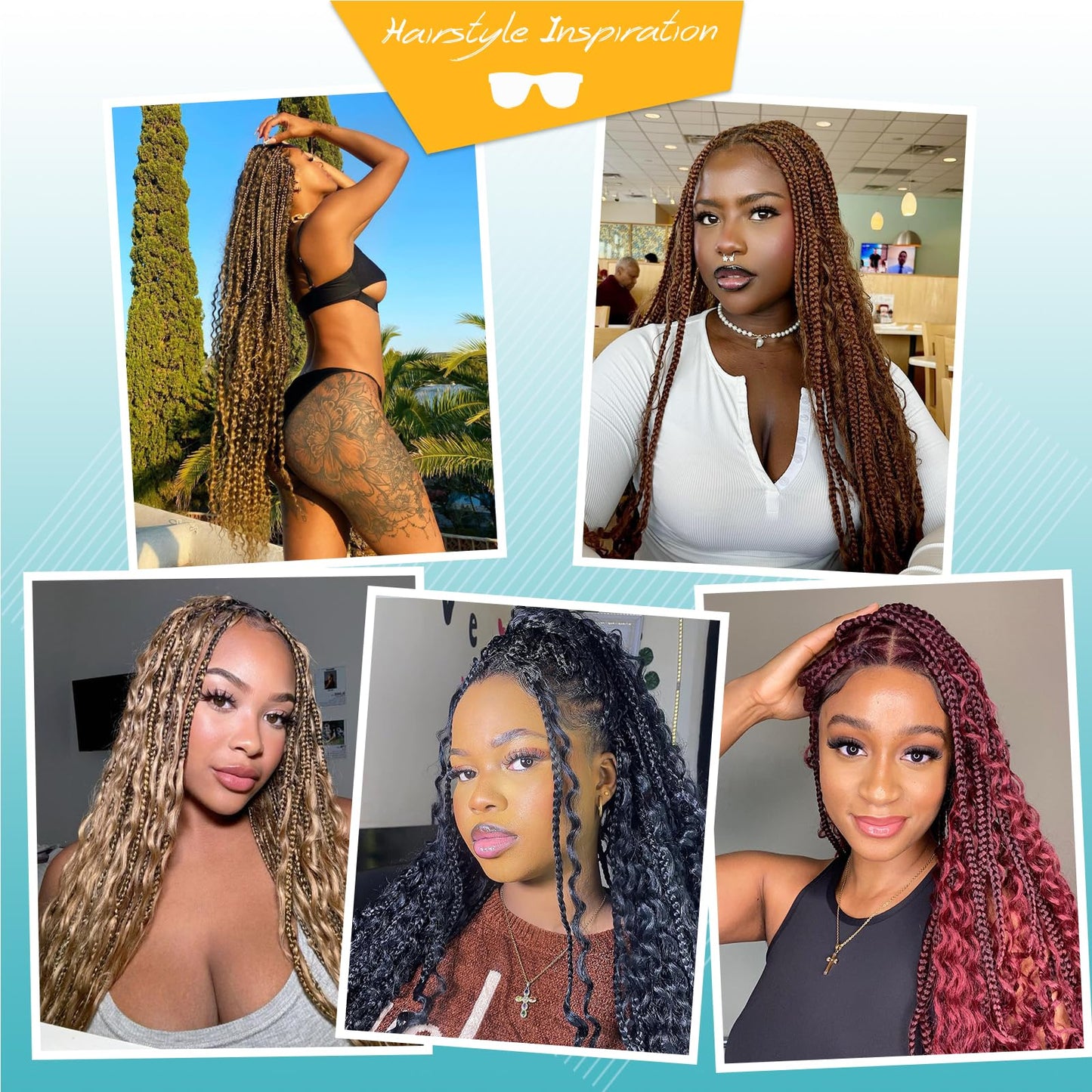 Kalyss HD Full Lace Boho Braided Wigs for Women 360 Lace Front Box Braided Wigs with Baby Hair Brown Premium Synthetic Knotless Braid Wig 36"