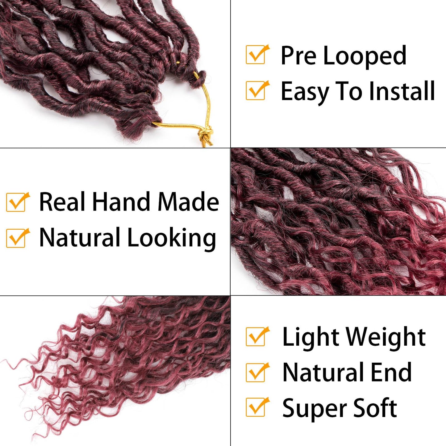 Col Bling 20 Inch 8 Packs Goddess Locs Crochet Hair Natural Looking, Bohemian River Goddess Crochet Braiding Hair Trendy & Edgy Faux Locs Crochet Hair Fashion for Women Kids (#1B/BUG)