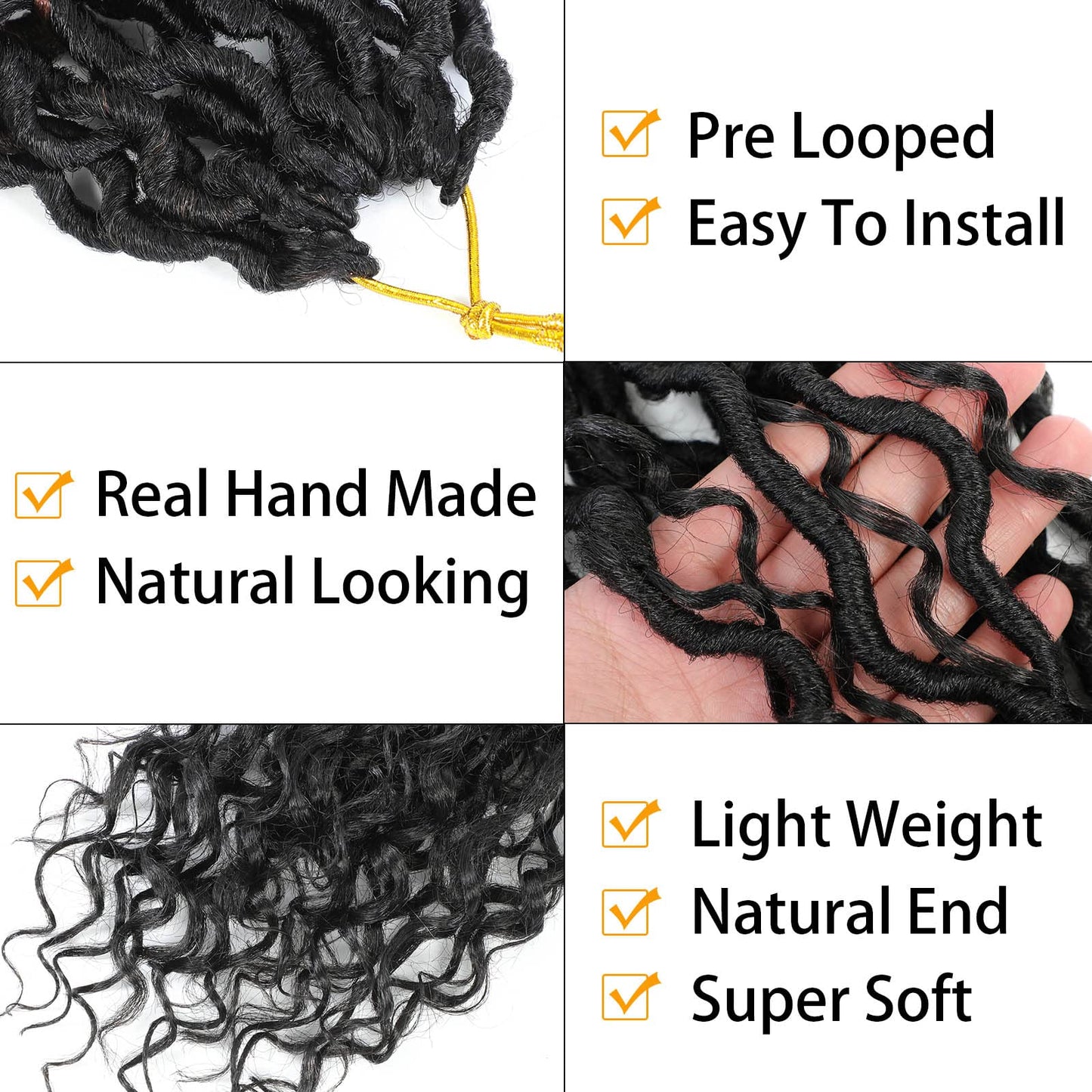 Col Bling 10 Inch 8 Packs Goddess Locs Crochet Hair Faux Locs Crochet Hair for Women Pre Looped River Locs Crochet with Curly Ends Synthetic (10 Inch 8 Packs, #1B)