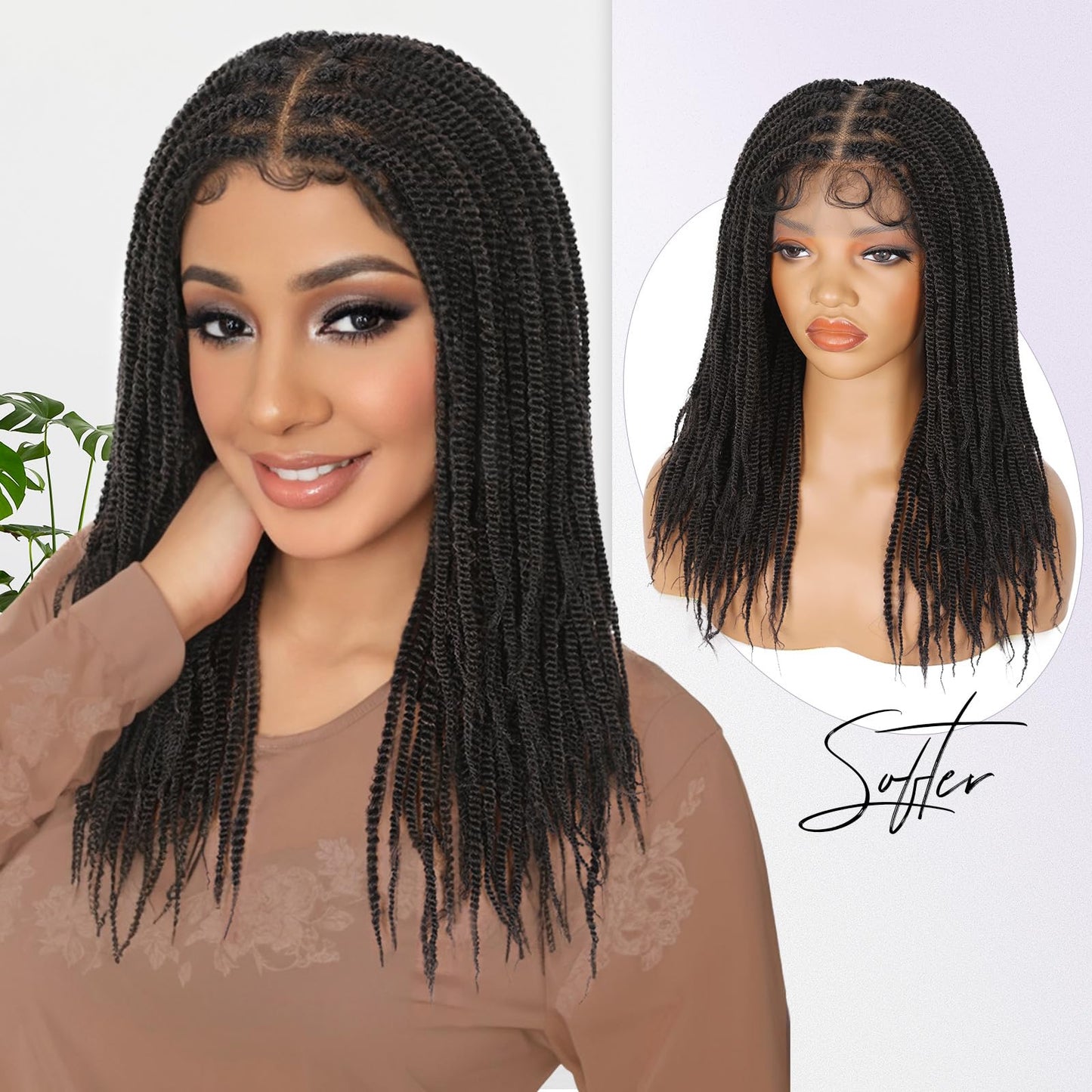 HANNE Double Full Lace Braided Wigs 20 Inch Knotless Braied Dreadlock Wig Glueless Twist Wigs For Black Women