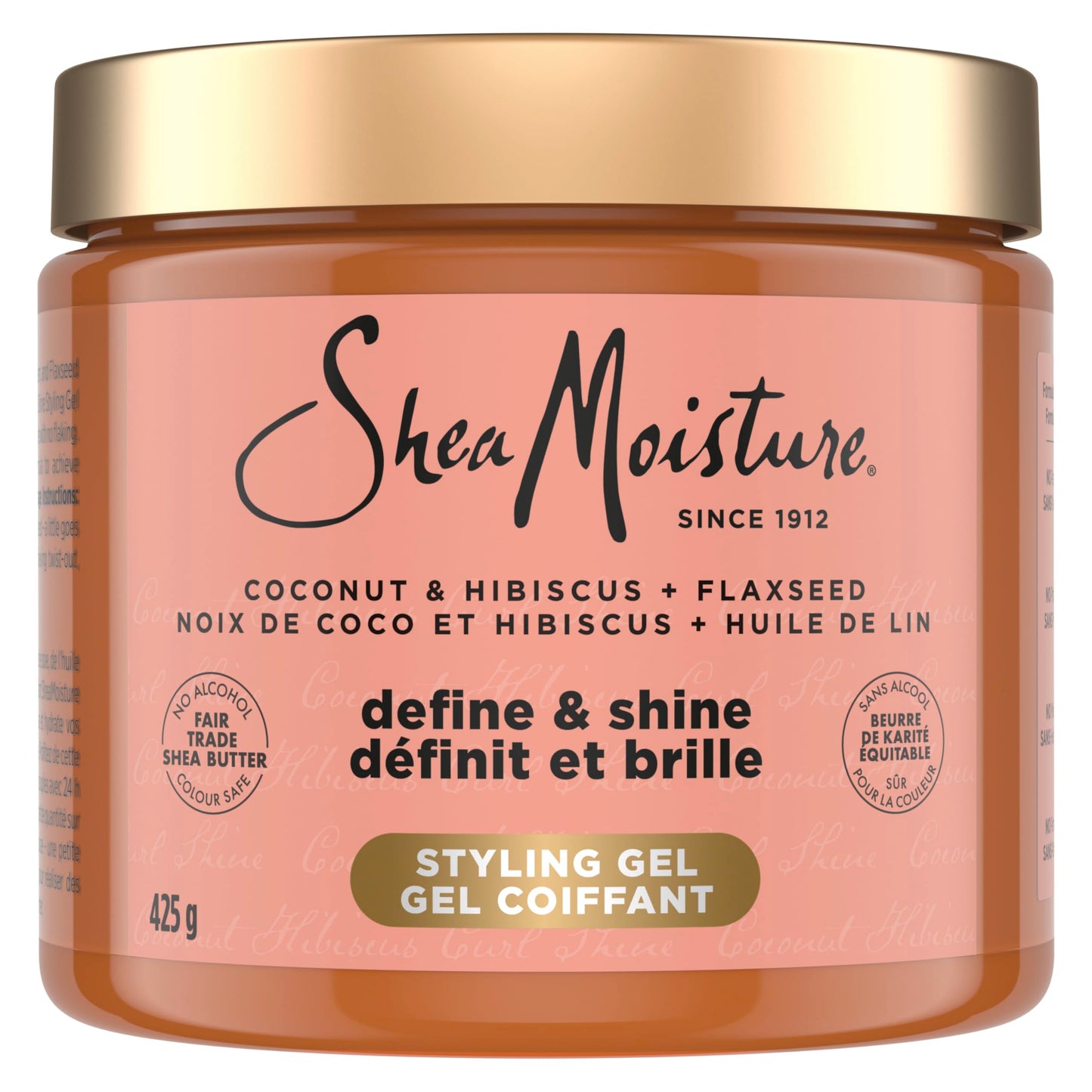 SheaMoisture Define & Shine Styling Gel + Flaxseed Coconut&Hibiscus Hydrates,Holds Your Style All Day Infused With Glycerin,Coconut Oil an Invigorating Sweet Scent ParabenFree Frizz Control Gel 15OZ