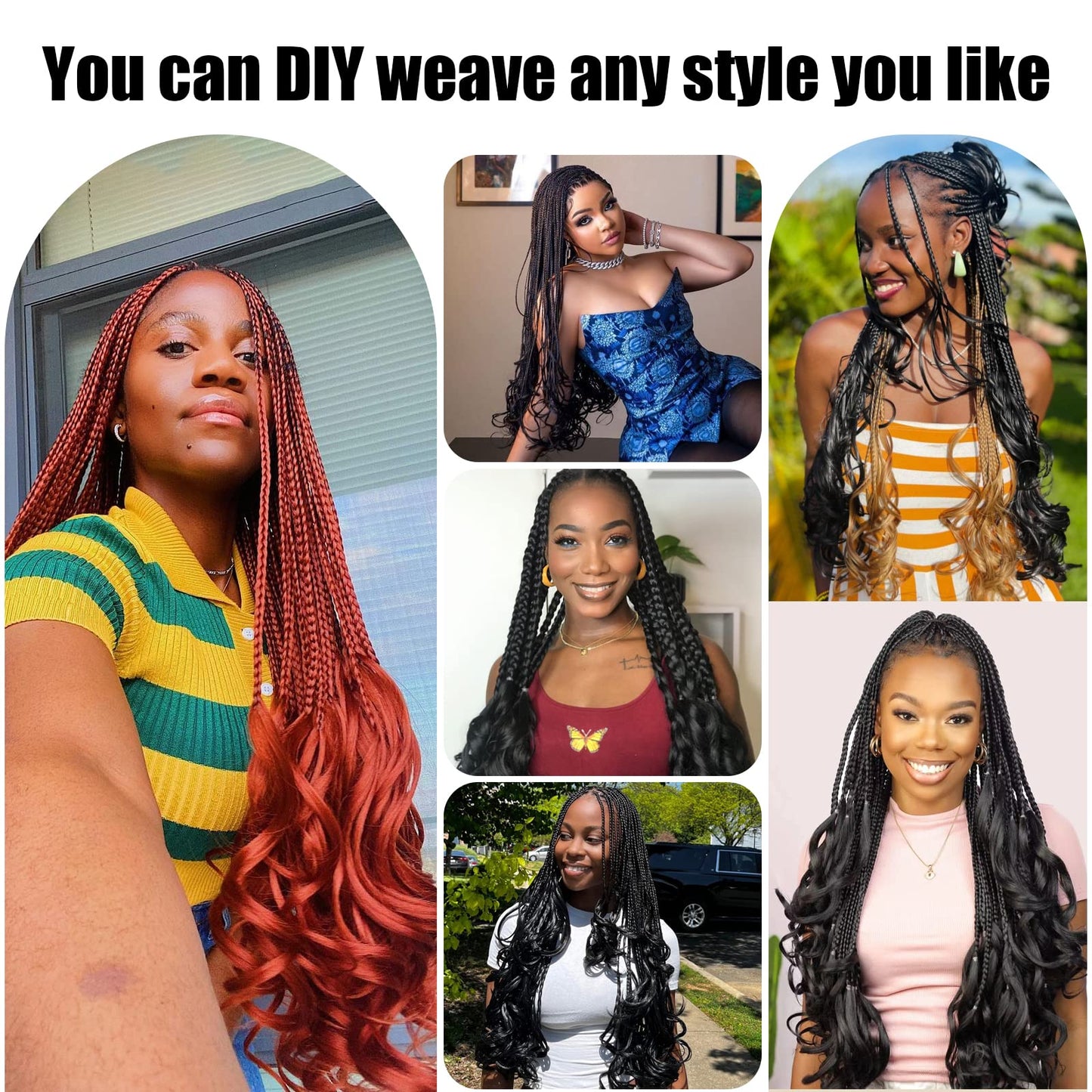 20 Inch French Curl Braiding Hair 2 Packs French Curls Braiding Hair Curly Braiding Hair French Curl Box Braids with Curly Ends French Braid in Hair Extensions (20 Inch,Orange,2PC)