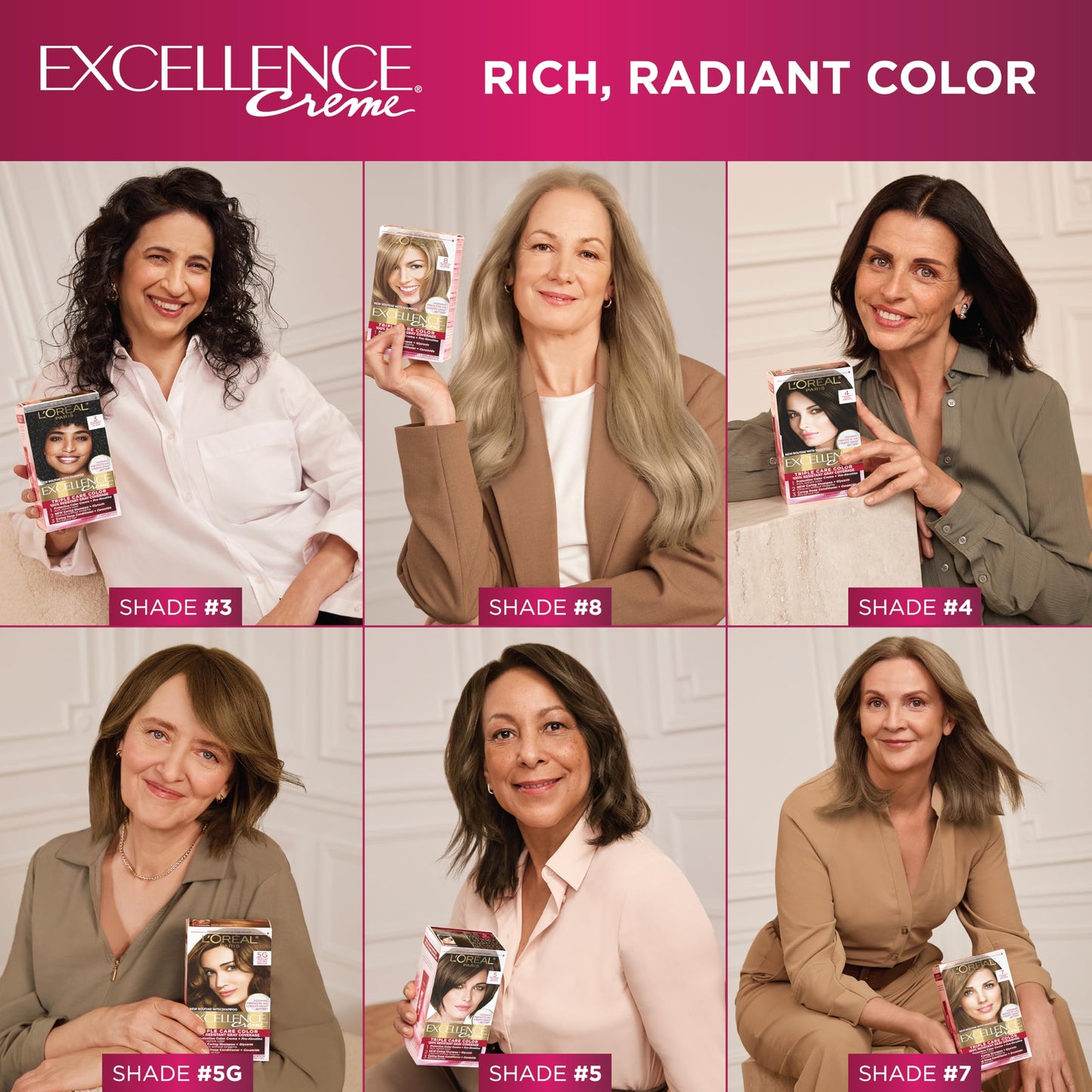 L'Oreal Paris Excellence Creme Permanent Hair Color, 6A Light Ash Brown, 100 percent Gray Coverage Hair Dye, Pack of 2