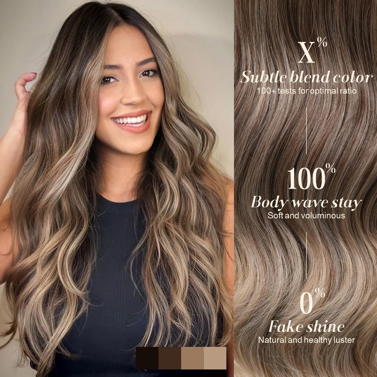 ENCOUNTERU Pre Cut Lace Glueless Wig Wear and Go Synthetic Lace Front Body Wave Ombre Brown Wig with Bangs Pre Plucked Glueless Ready to Wear Wigs for Women Middle Part 26 Inch