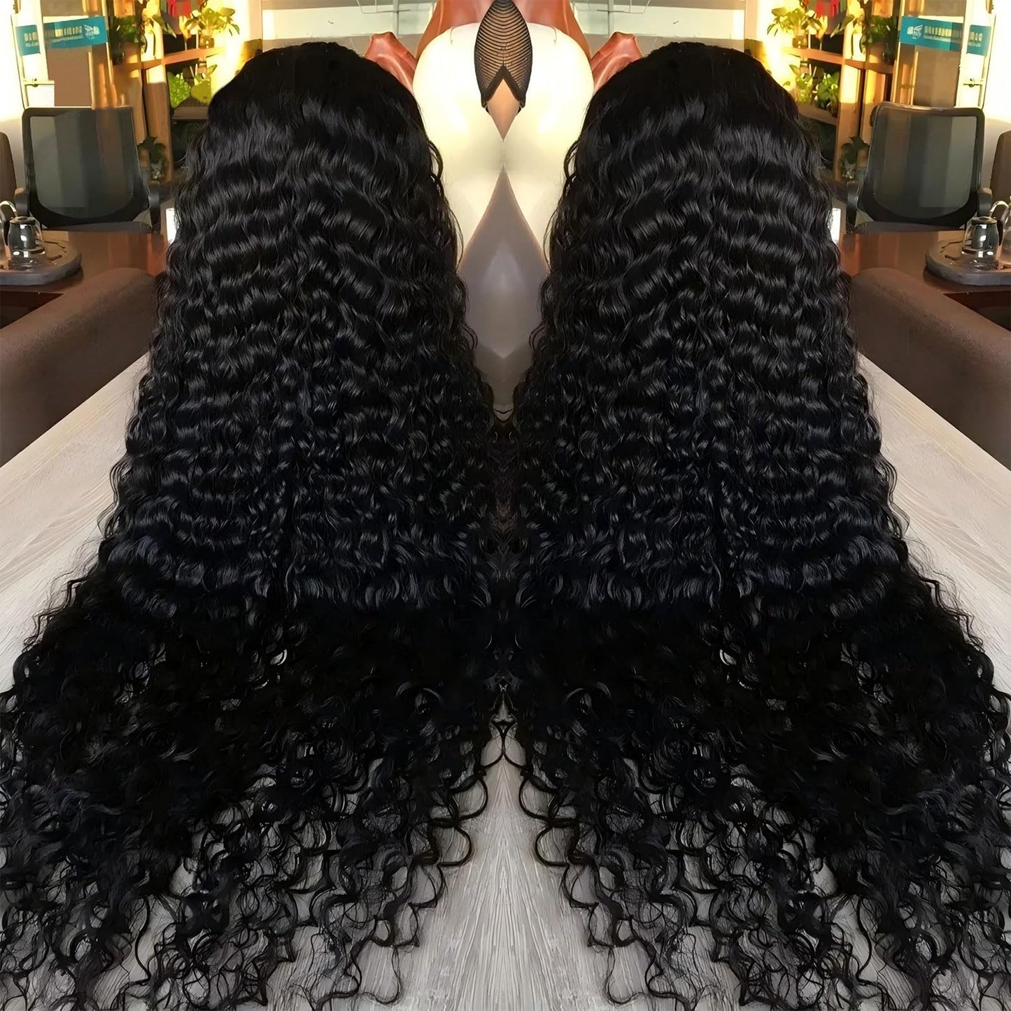 Vnrtkkn 34 Inch Deep Wave Lace Frontal Wigs Human Hair 200 Density 13x6 HD Transparent Deep Wave Lace Front Wigs for Women